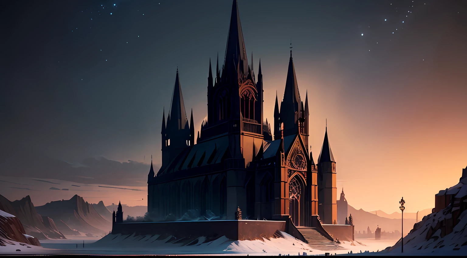 GothicHorrorAI cathedral , stylized, (architecture), landscape, (haunted, desolate, night, dark), (GothicHorrorAI fractals) --auto