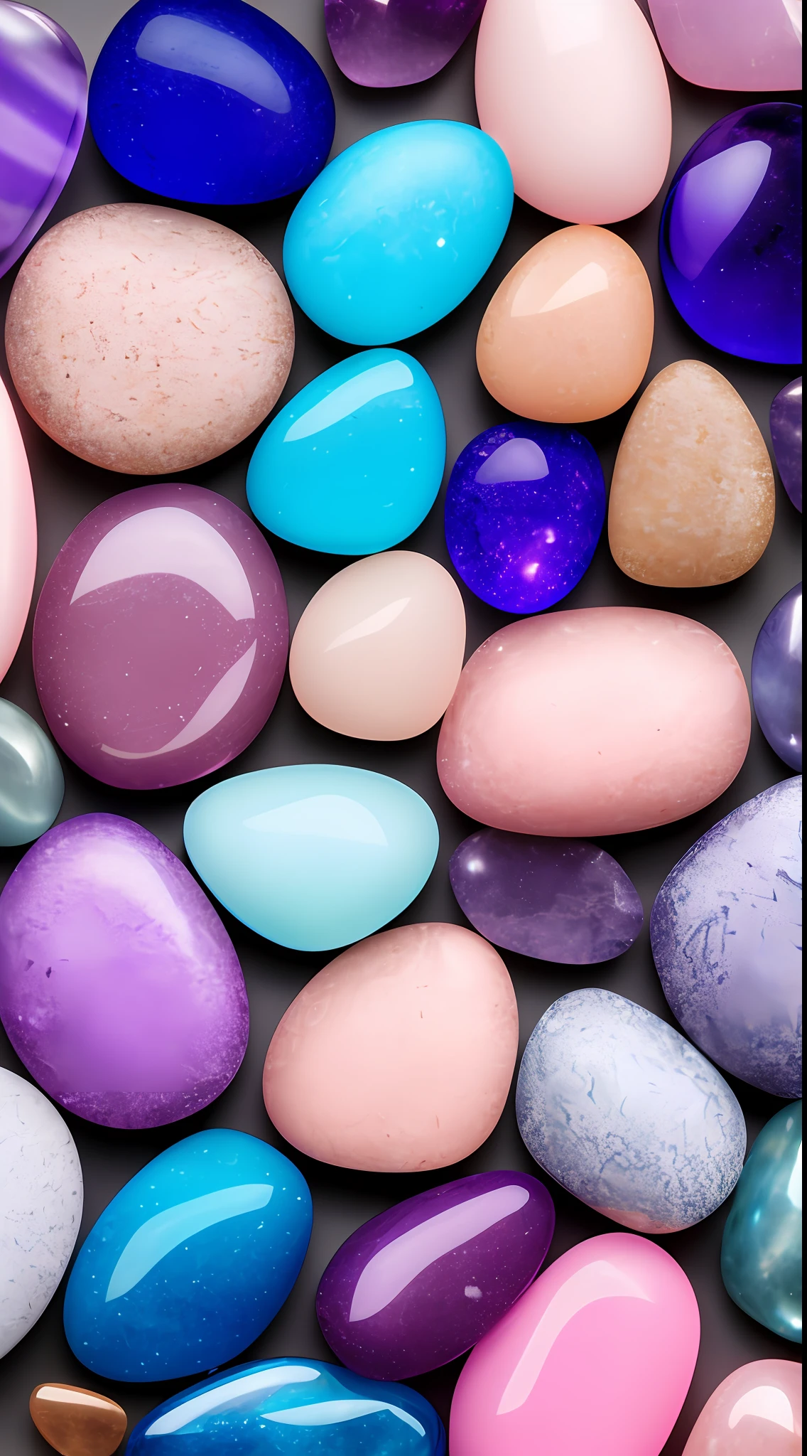 Pebbles on top of blue and purple glass, Light amber and pink, Atmospheric photography, Aerial view - AR 3:2 --style raw --v 5.1