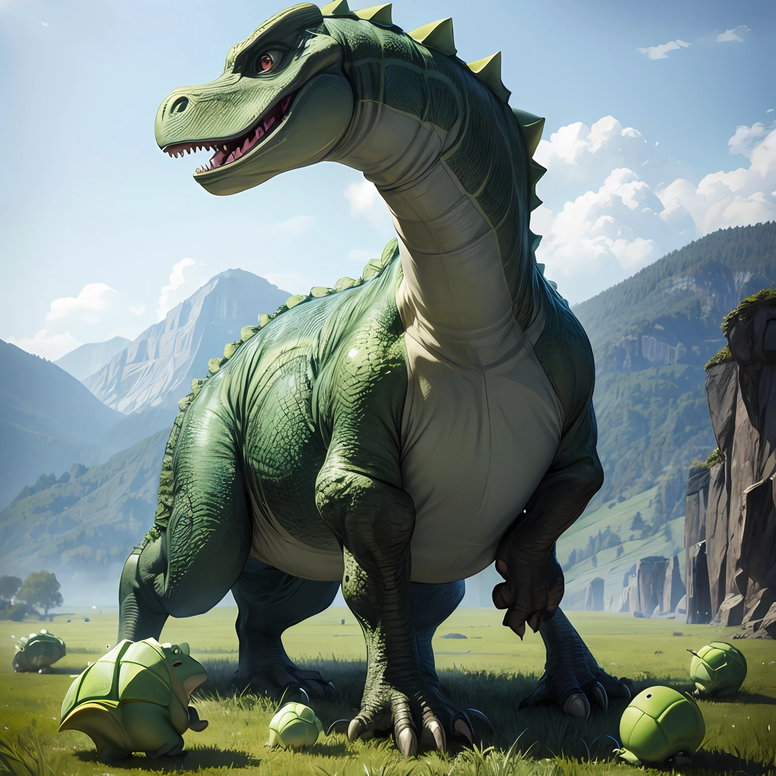 dinosaurs,green color,adolable,sprout,high qulity,solid --auto