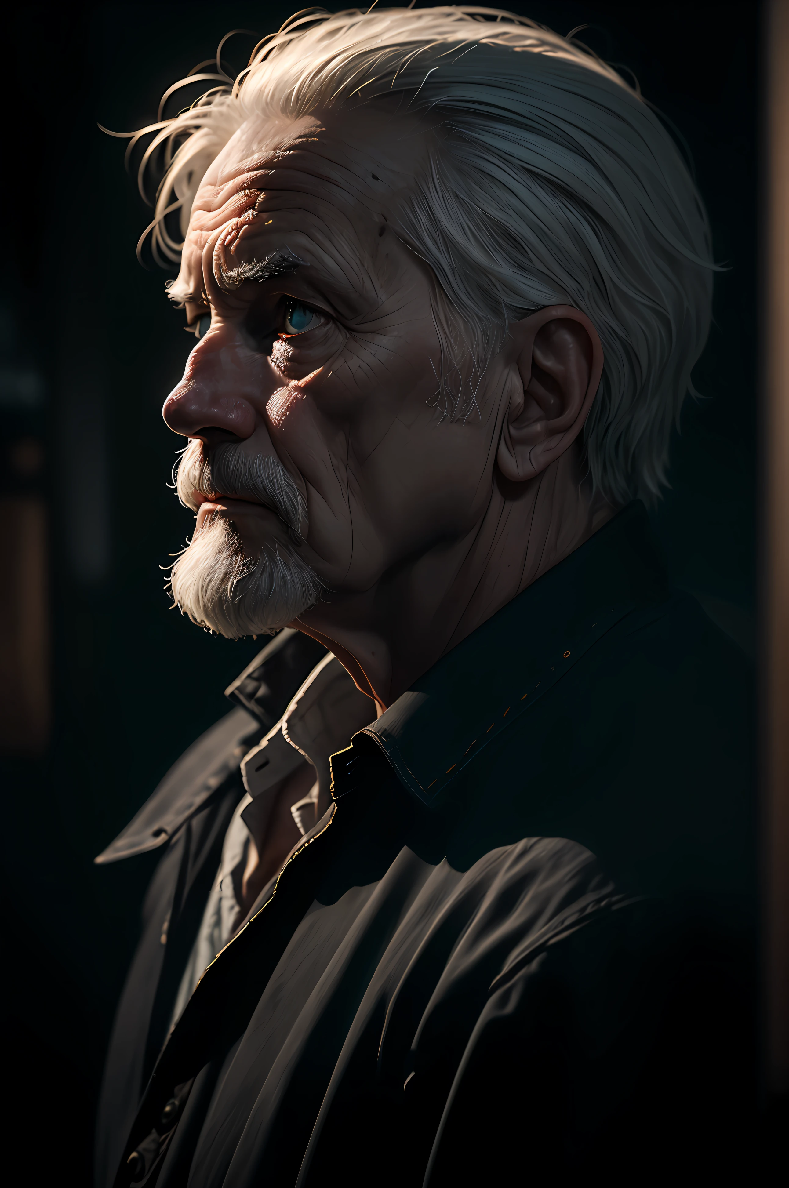 (sharp focus:1.2), an award-winning shot of a old man peasant, thunderstorm outside, dull backlighting, extremely detailed skin, sadness, hopelessness, bleary eyes, (deep shadows:1.1), high contrast, beautiful eyes, absurd, 8k, (high quality: 1.3), , artstation hd, concept art, detailed face and body, award winning photography, (moody lighting:1.2), depth of field , bokeh, 4K, HDR