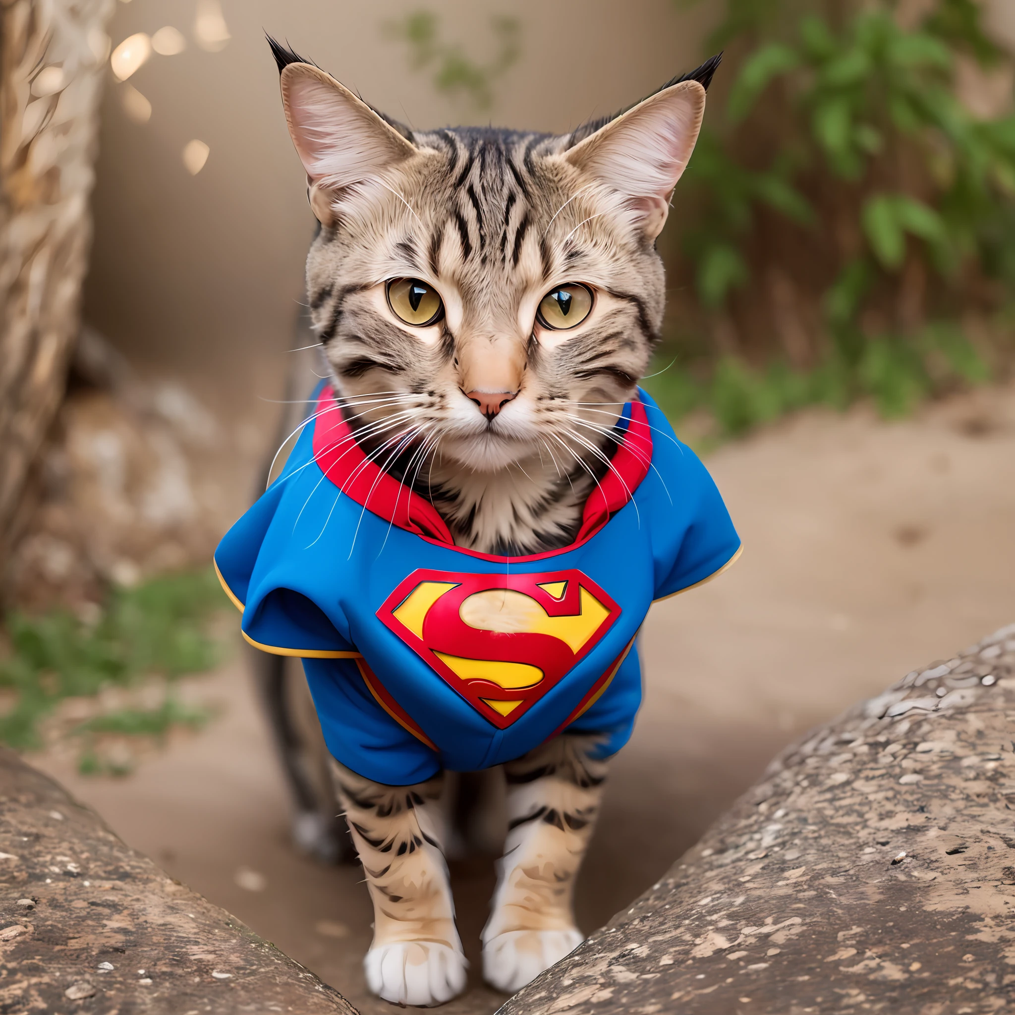 Gato vestido como superman