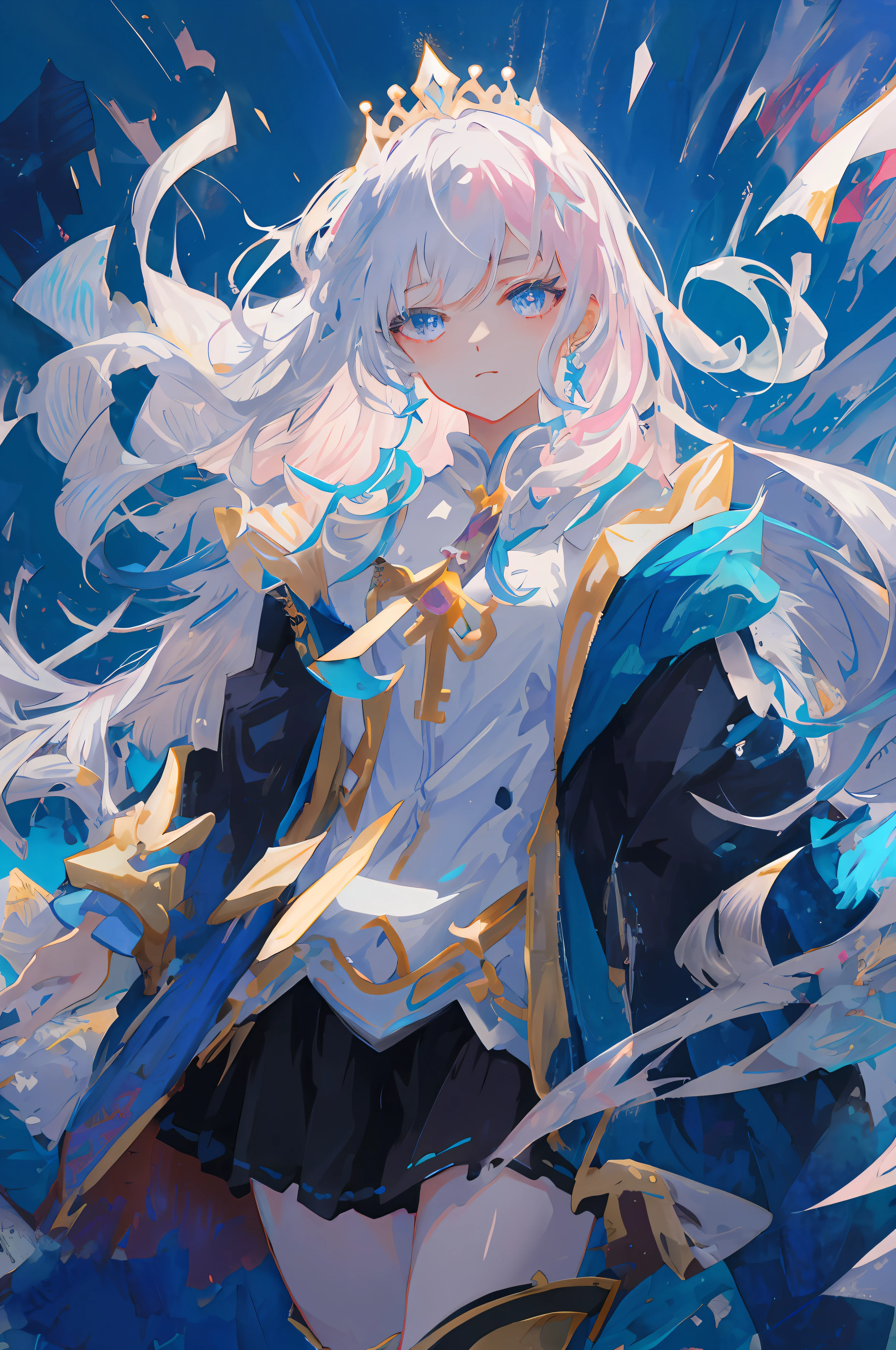 Anime girl with long pink hair and sword in the ocean, Portrait Chevaliers du Zodiaque Fille, Anime art wallpaper 4 K, Anime art wallpaper 4k, Anime fantasy artwork, Best anime 4k konachan wallpaper, Anime art wallpaper 8 K, Kushatt Krenz Key Art Women, Detailed key anime art, 2. 5 D CGI anime fantasy artwork(Snowflake tiara:1.14)