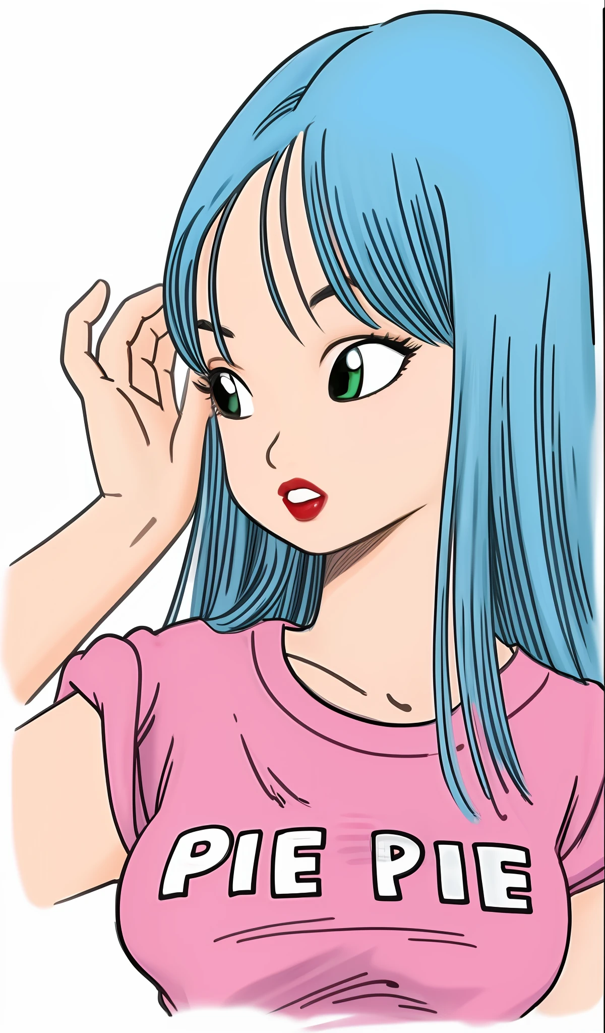 blue hair,greene eyes,Royal Sister,Redlip,Ruddy mouth,grievance,Pink clothes,Calm expression,The mouth is slightly open,offcial art,Unity 8k壁纸,ultra - detailed,Aesthetics,tmasterpiece,best qualtiy,realisticlying