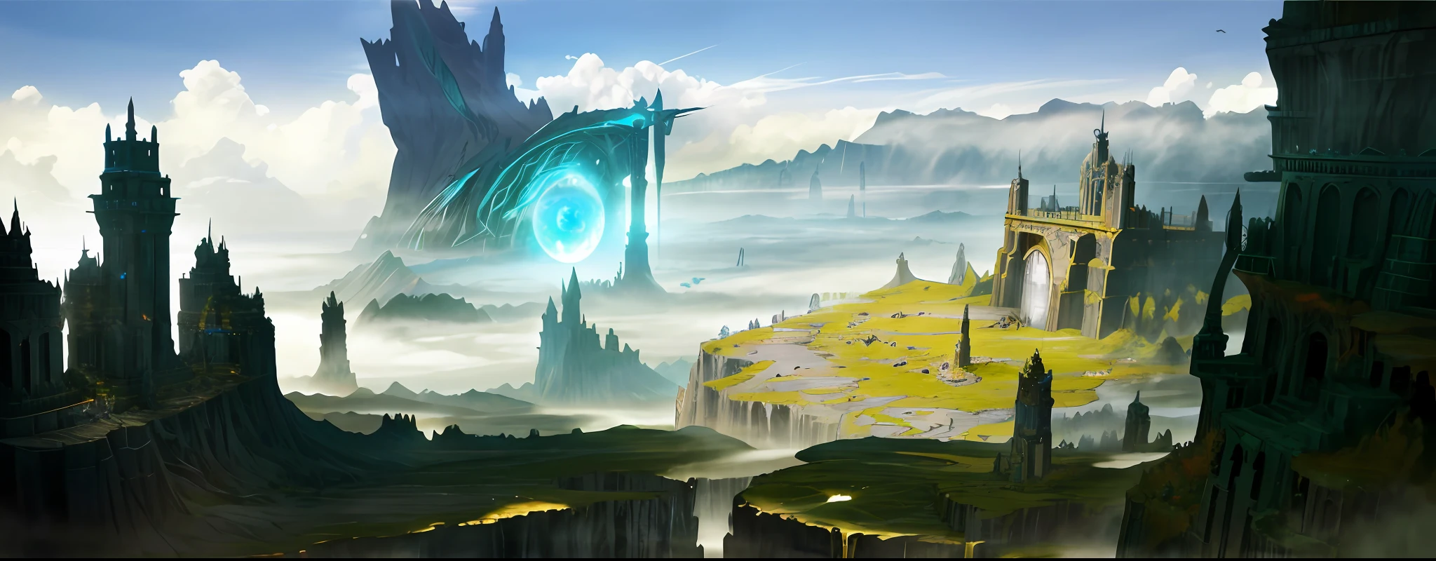 energy,Giant sword,relic,废墟, concept-art. epic landscapes, epic landscapes, avatar landscape, concept world art, Anime landscape, dota! , most epic landscape, Anime landscape concept art, final fantasy vll world concept