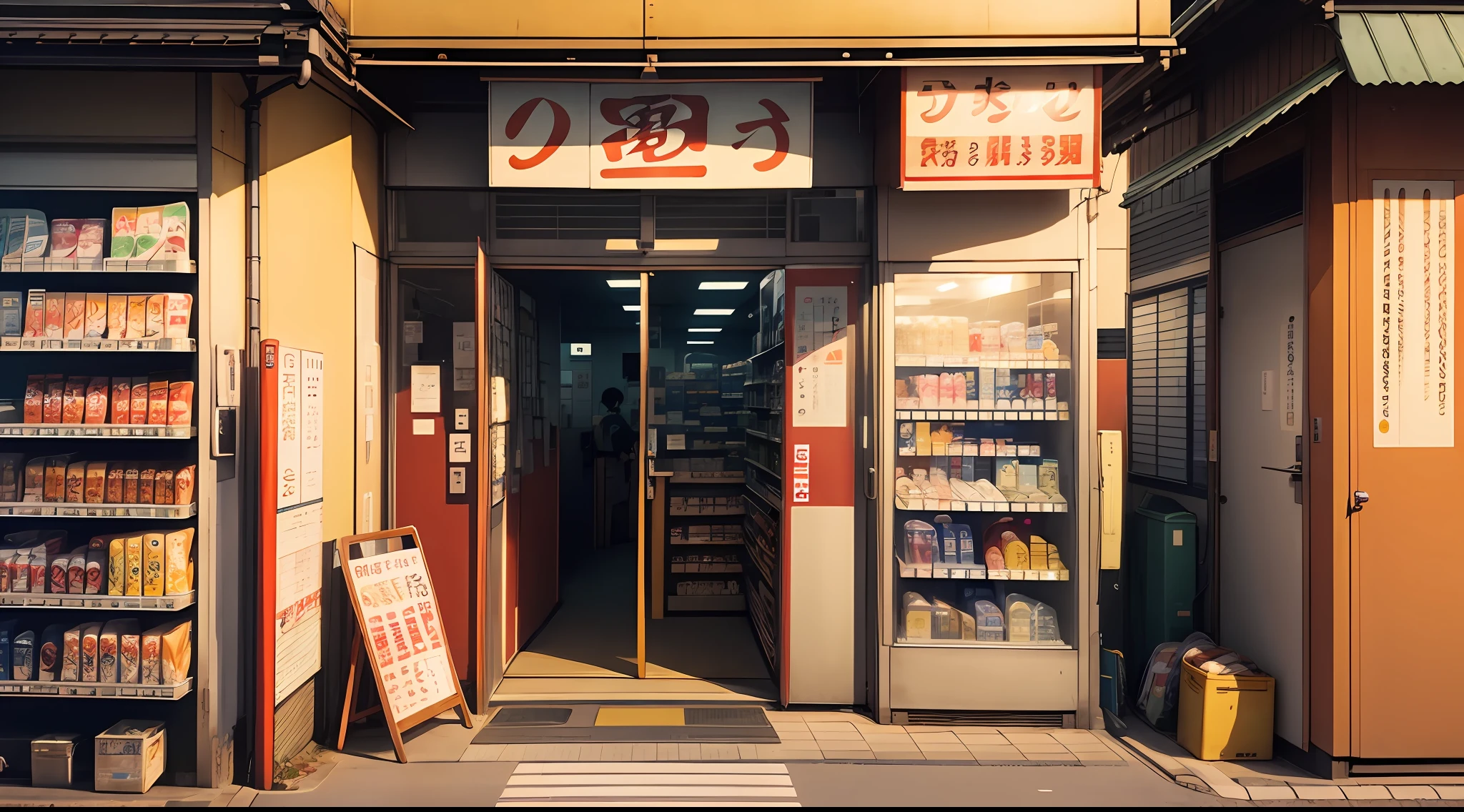 convenience store, Vending morning prime time, Masterpiece works of art, taken at golden hour, japan travel aesthetic, toyko, small room in tokyo --auto