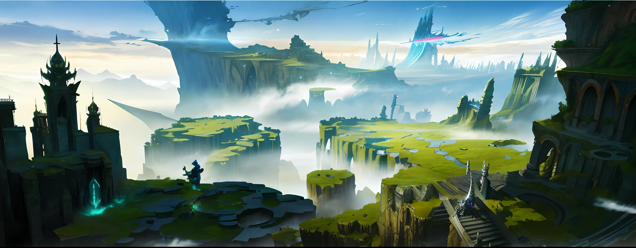 energy，Giant sword，relic，废墟， concept-art. epic landscapes, epic landscapes,  avatar landscape, concept world art, Anime landscape, dota! , most epic landscape, Anime landscape concept art, final fantasy vll world concept