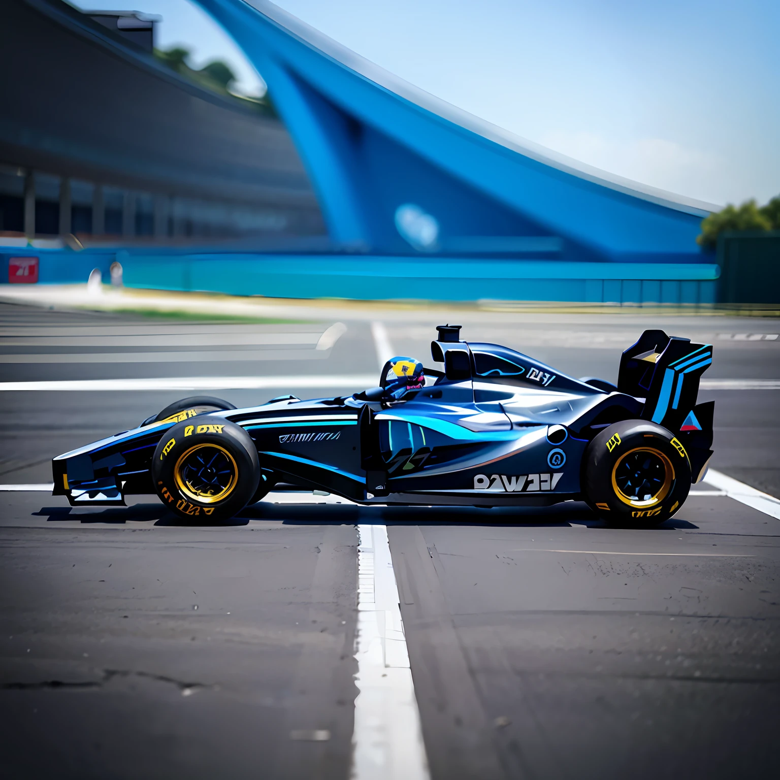 Close up of toy racing car with blue and black paint scheme, racer, racer, formula one car, new ai race, f 1/3, full-shot, full-shot, F11:6, racing, f 1/4, 1200 crossover, 1 2 0 0 dpi