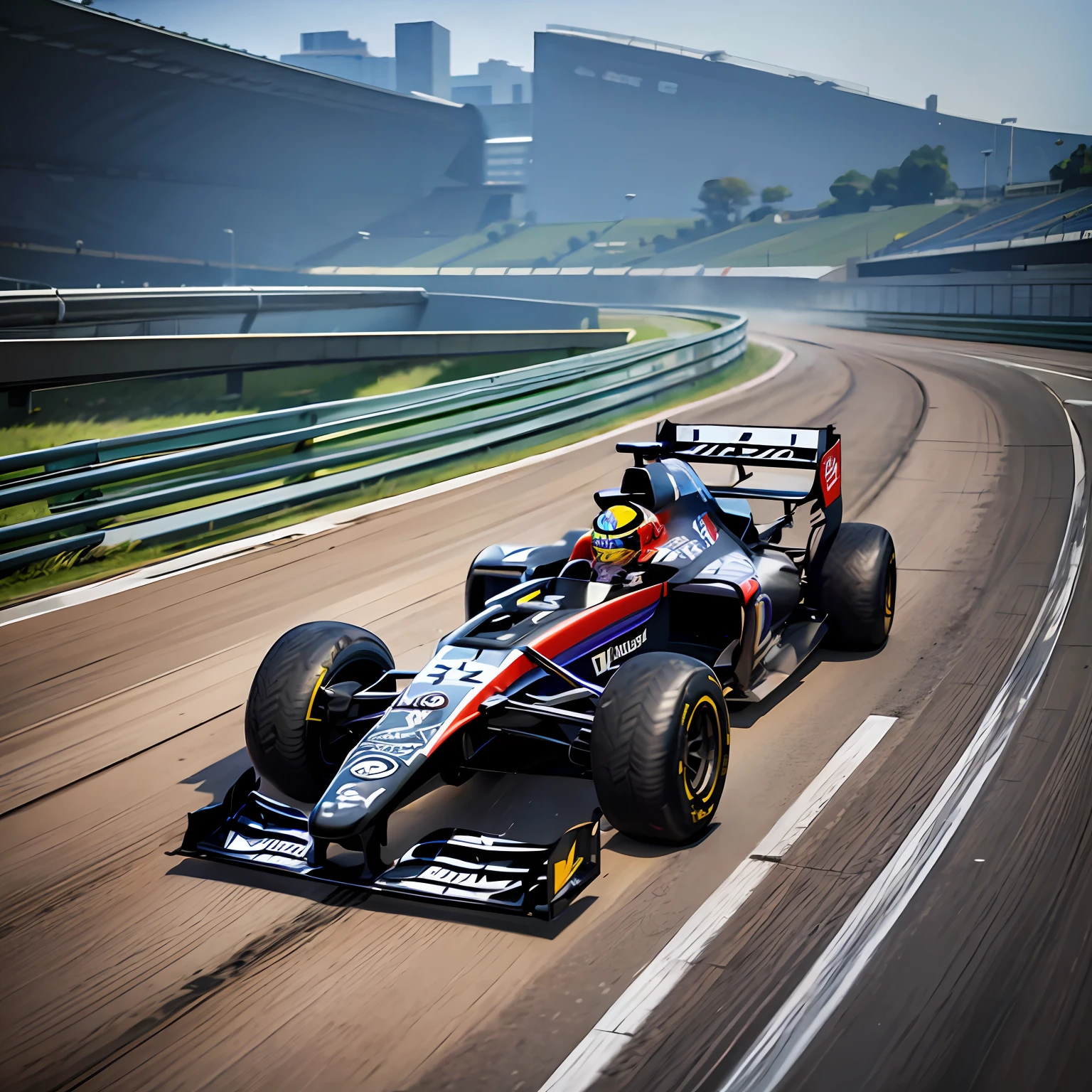 Arena, racer, formula one car, F11:6, F11:10, f 1/4, f 1/3, Start the engine nitrojet drive, racing, full-shot, intricate detailed racing car, overtaking