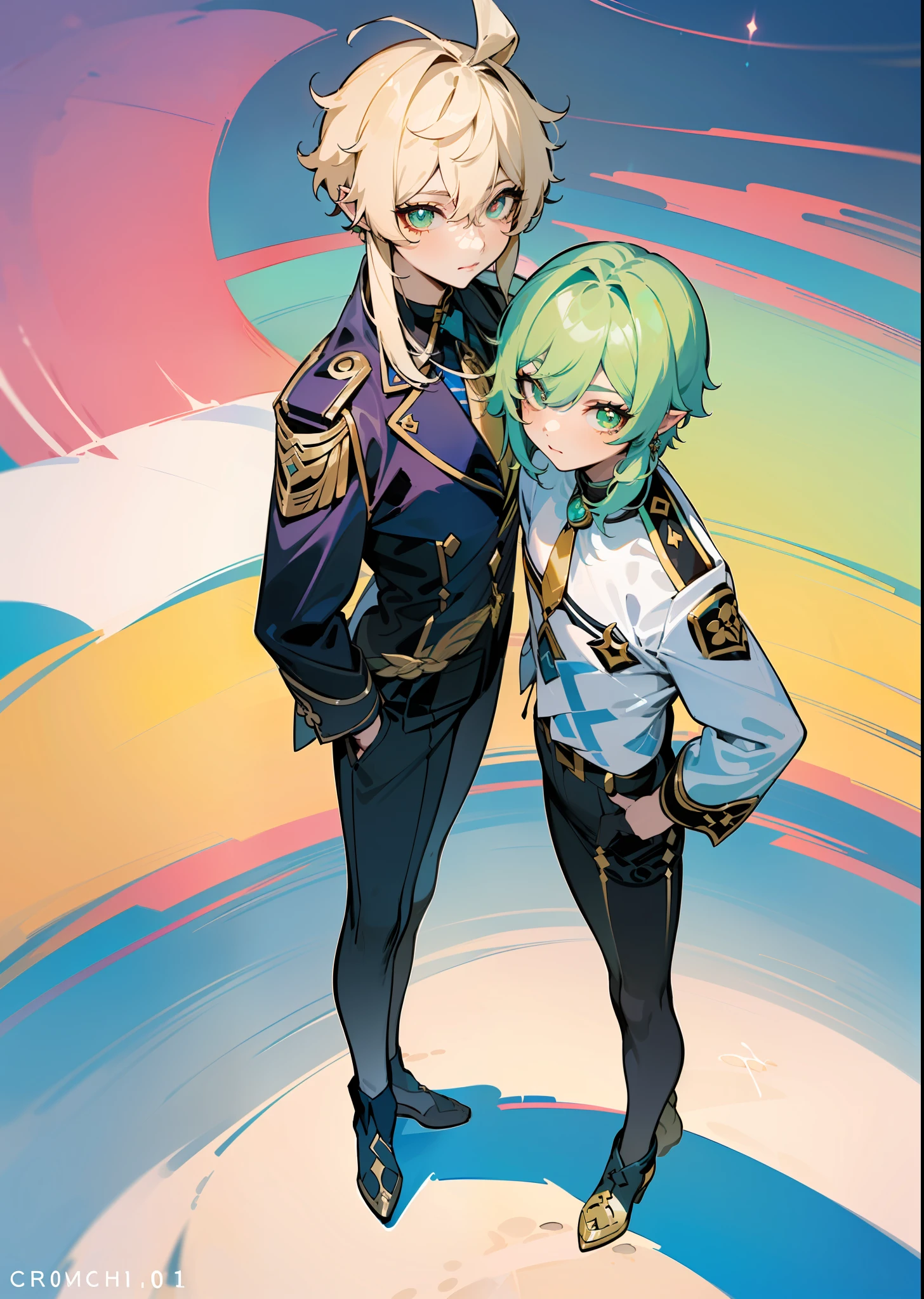 Side ponytail, ((Nahida \ (Genshin Impact\))), multicolored hair, (hair between the eyes)), gray hair, green hair, green eyes, ((flat chest)), (photorealistic: 1.4), (masterpiece: 1.4), (best quality: 1.4), 1 girl, ultra high resolution, (((detailed facial features)), (((full body)), small hands, Kpop idol, egyosar,, ( ulzzang-6500-v1.10.66),((Cruciform pupil)),When you look at the viewer,((Pointed ears)),(Sunlight),(Beach: 1.31)(Wed: 1.41),Standing on one leg,From the side,(((Flat chest)),Plane of symmetry,Between legs