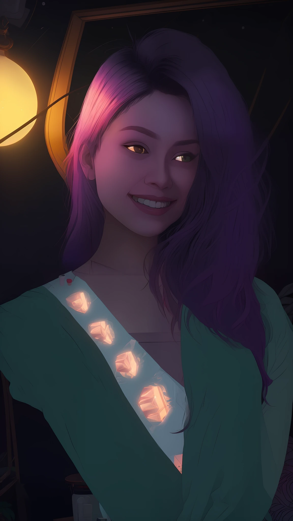 hestyle  inside view of gaming room at evening, colorful night cute girl ultra romantic 8k resolution