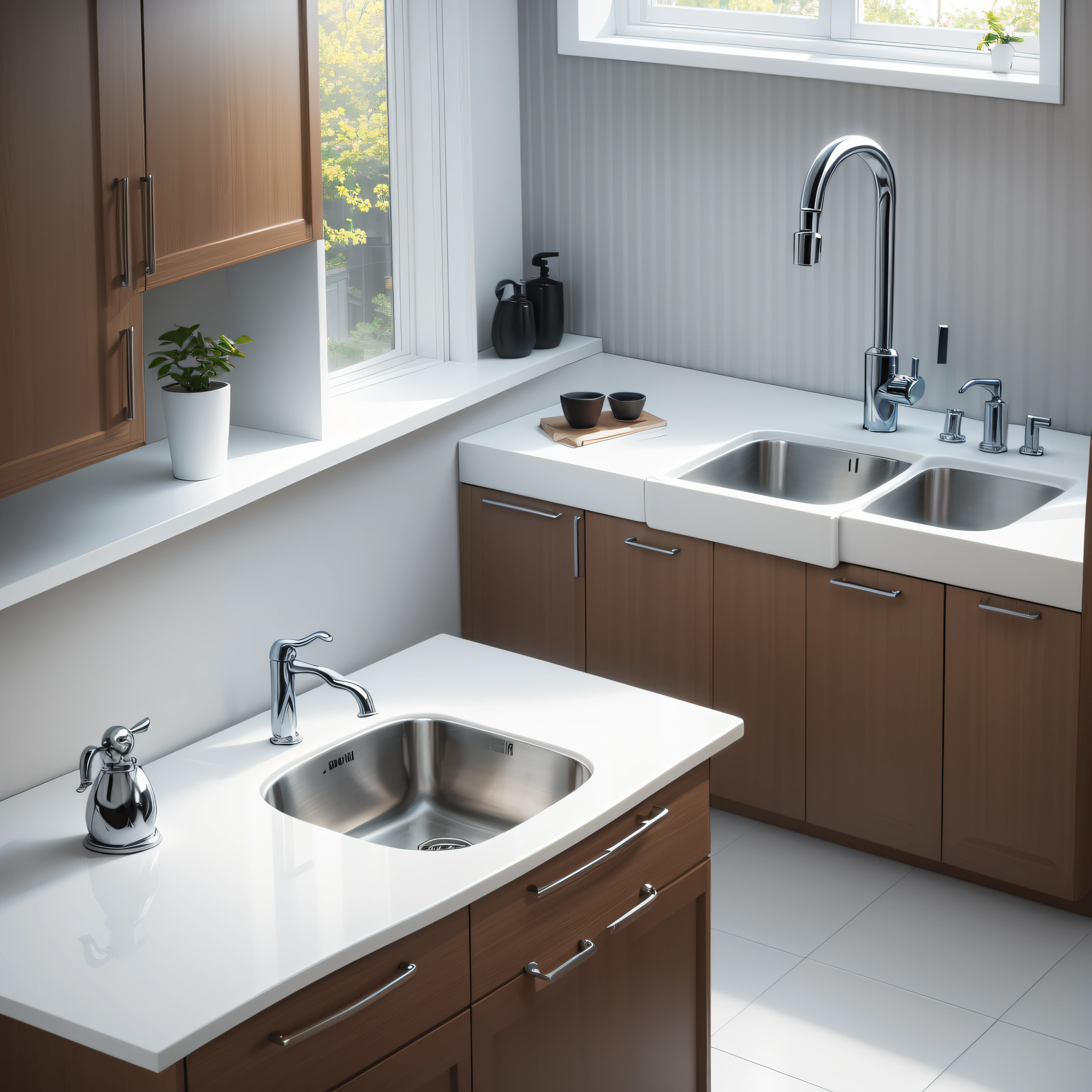 Faucet kitchen white authentic minimalist --auto