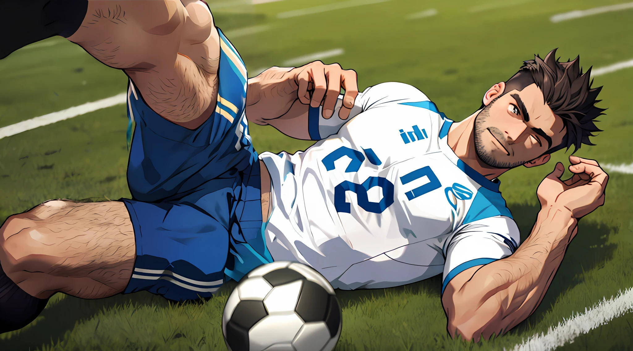 Football players soccer field