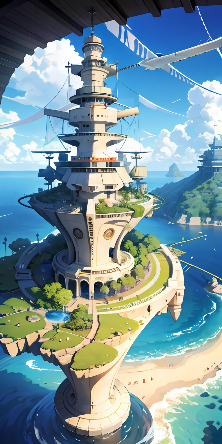 Many islands are suspended in the air,Many small airships flew around,城市,fanciful,Amazing plant growth,extremy detailed,(realistic raytraicing:1.5),Epic composition,(Complicated details),(Complex design,hyper-detailing:1.2),art stations, (tmasterpiece,best qualtiy),hyper HD,32k --v 6