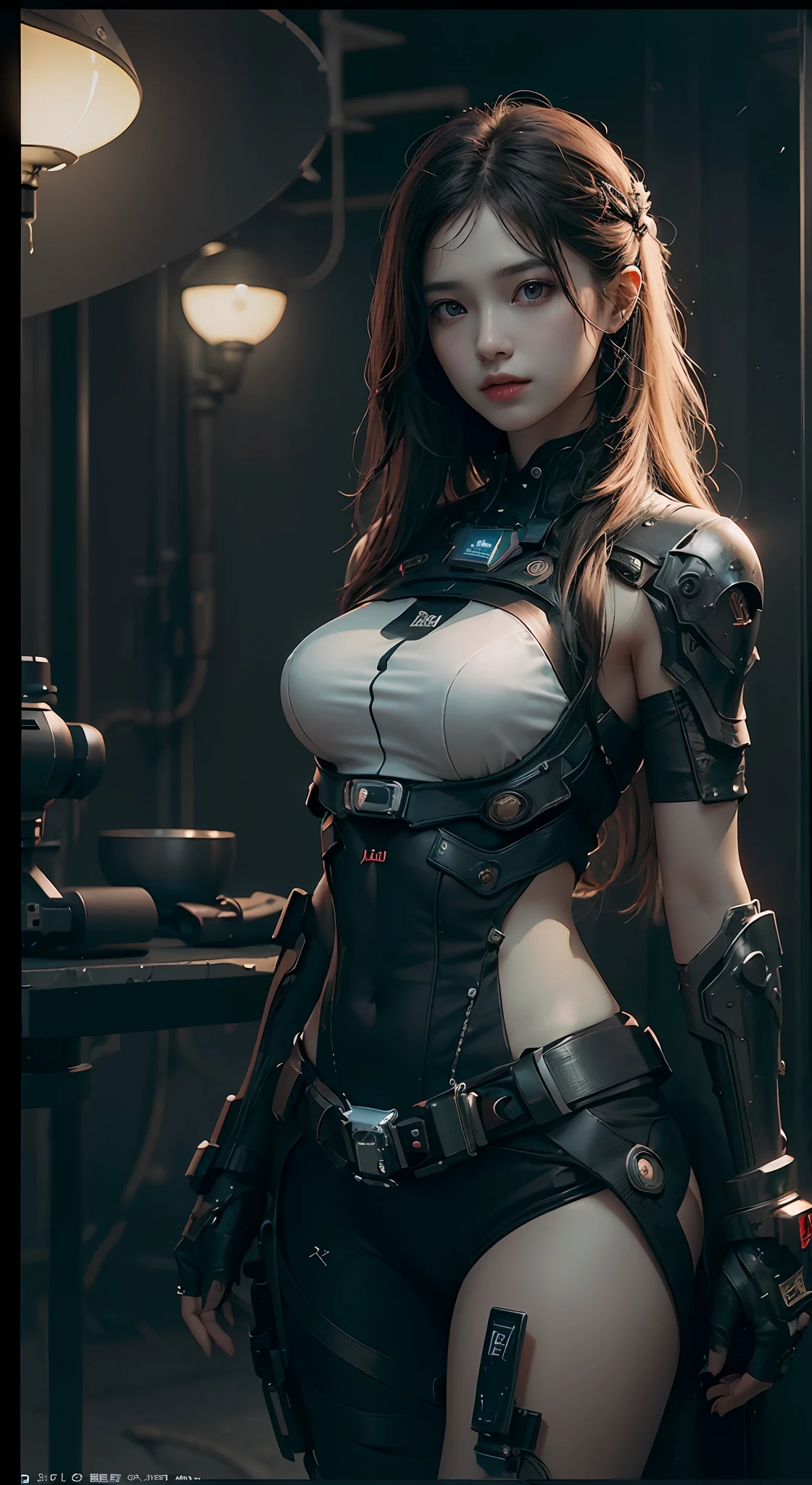 ((best qualtiy)), ((tmasterpiece)), (the detail:1.4), 3D, A beautiful cyberpunk female image,hdr(HighDynamicRange),Ray traching、PBR Texture、post-proces、Anisotropy Filtering、depth of fields、maximum definition and sharpness、Many-Layer Textures、Albedo e mapas Speculares、Surface coloring、Accurate simulation of light-material interactions、perfectly proportions、rendering by octane、Two-colored light、largeaperture、Low ISO、White balance、the rule of thirds、8K raw data、