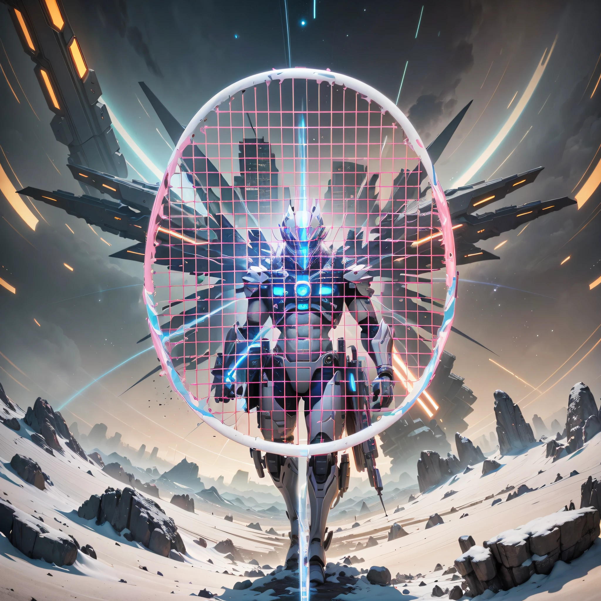 ((Best quality)), ((Masterpiece)), (Highly detailed:1.3), 3D pink girl, Beautiful, (Cyberpunk:1.2), In space, nebulous, Holding_arma, laser, (1 male mech:1.3), Facing the audience, Bright eyes, Pink all over, (Flying, Descending, Dynamic, Motion blur: 1.4), (Huge wick wings: 1.6), Looking up, Pink glows_Eyes, Powder mecha, in a panoramic view, The background is the Earth, Pink Nebula, space, Particle, reality, hdr (HighDynamicRange), Ray tracing, NVIDIA RTX, Super resolution, Unreal 5, Subsurface scattering, PBR textures, Post-processing, Anisotropic filtering, Depth of field, maximum definition and sharpness, Many-Layer Textures, Albedo and specular maps, Surface Coloring, Accurate simulation of light-material interaction, Perfect proportions, rendering by octane, Two-tone lighting, largeaperture, Low ISO, White balance, Rule of thirds, 8K raw data, High-Efficiency Sub-Pixel, sub-pixel volume product, (Best quality), (Japanese: 0.5), (Korean: 0.8), (Liu Yifei: 1.5) Long hair, (Large chest: 1.2)