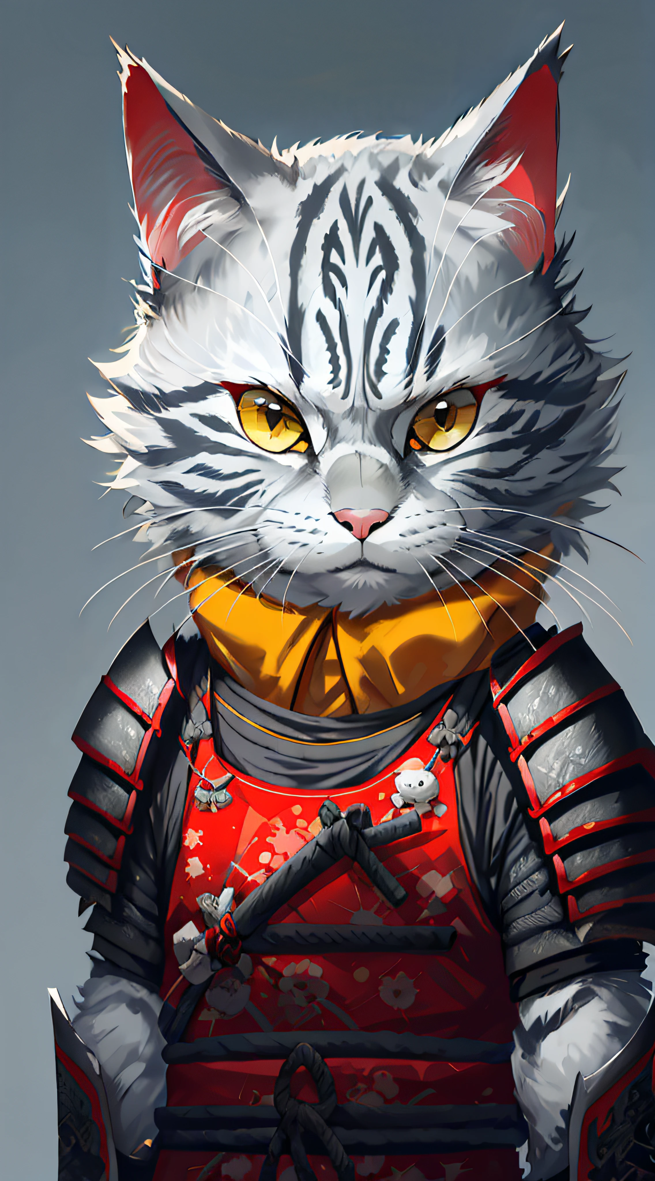 C4ttitude grey, wearing samurai