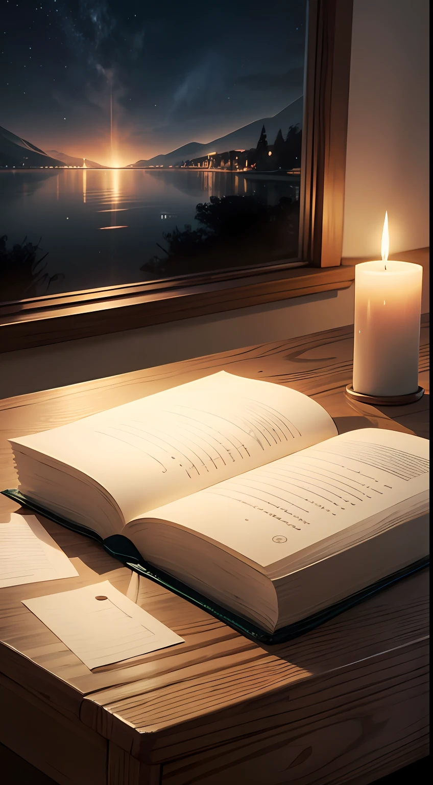 the night,A blank book on the table