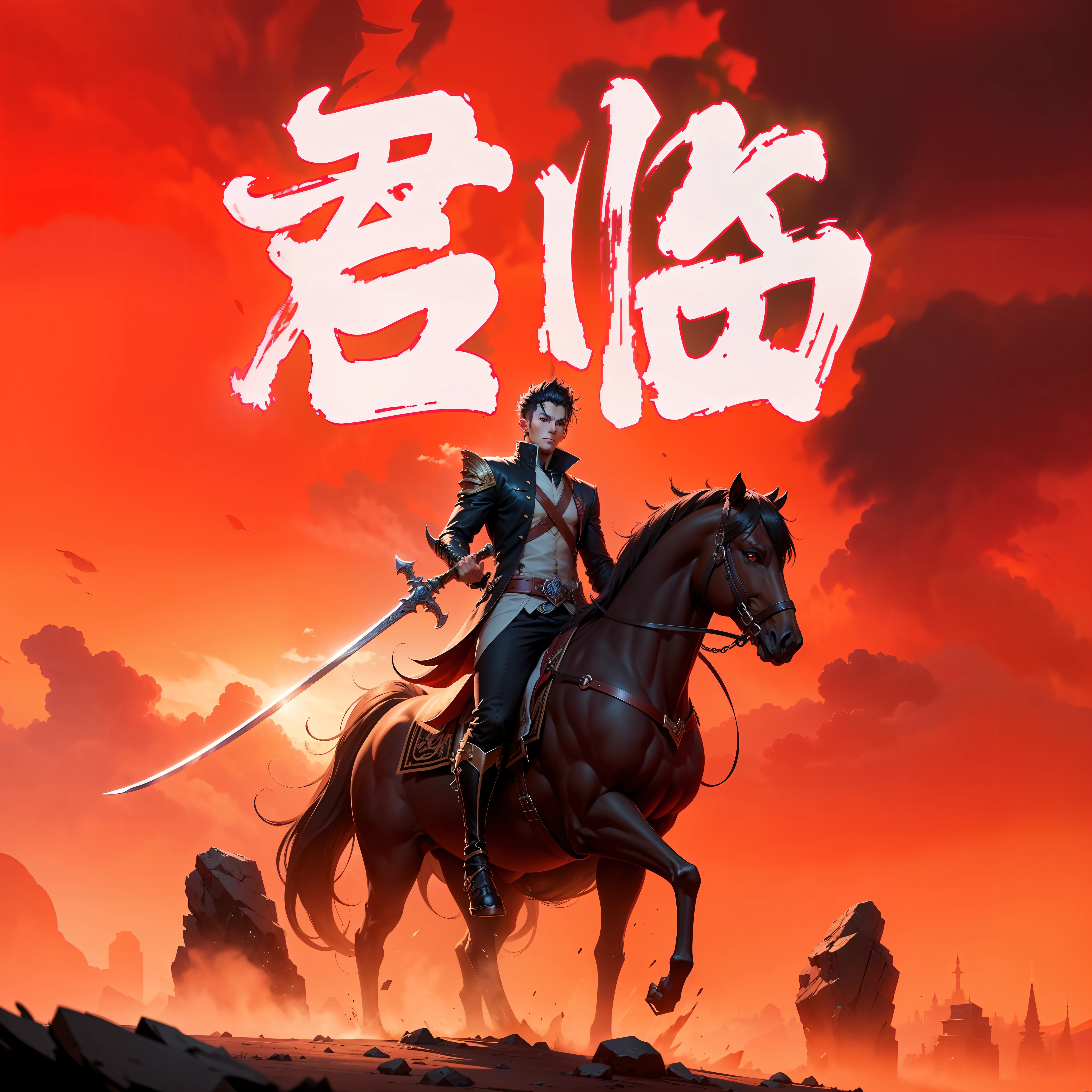 anime - style image of a man holding a sword in front of a sky, handsome guy in demon slayer art, by Yang J, with large sword, demon slayer artstyle, badass anime 8 k, epic fantasy digital art style, keqing from genshin impact, 2. 5 d cgi anime fantasy artwork, demon slayer rui fanart, detailed digital anime art