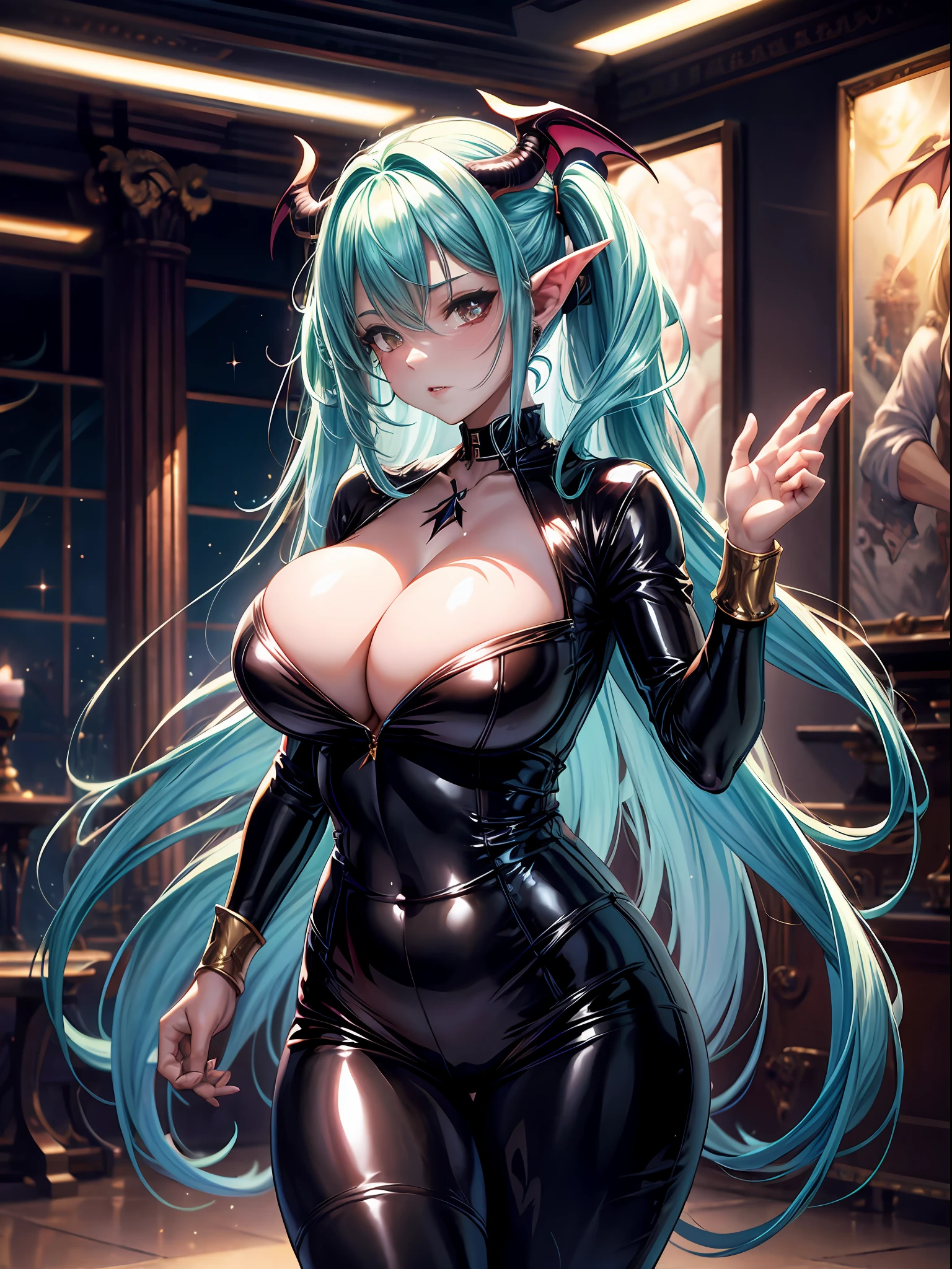 Succubus Maiden, Plump body, The Mark of the Succubus, Color expressions, Sexy clothes, sexyposture, Shiny hair, rough breath, full blush, Gradient hair, hair one side up, A high resolution, High detail, Depth of field, Sparkle, Chiaroscuro, Ray tracing, Lens flare, Sony FE, baroque, Best quality, Textured skin
