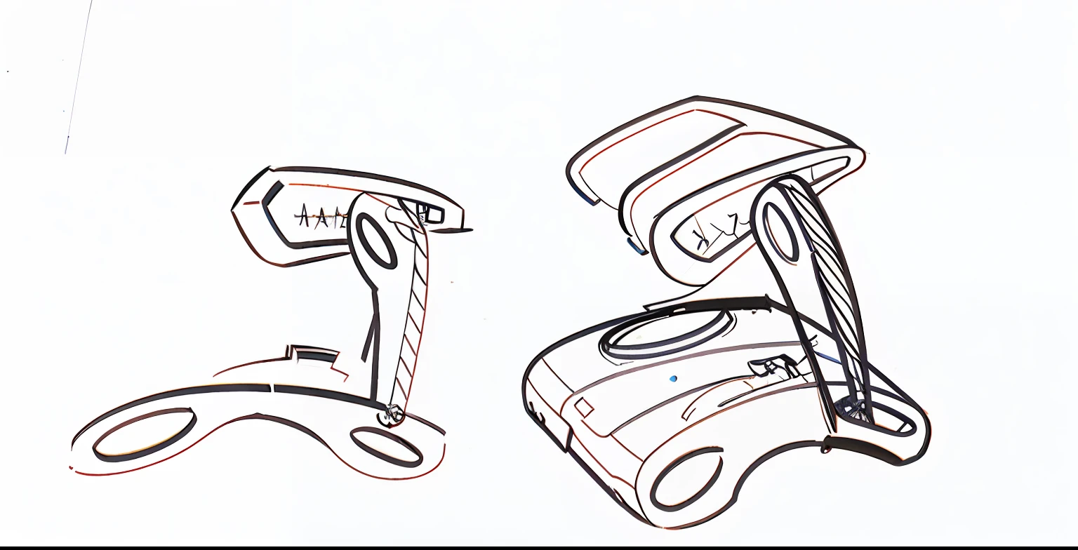 A sketch of a pair of shoes and a pair of shoes, conceptual drawing, concept sketches, Concept illustration, concept sketches, sketch of oculus rift, concept drawing my syd mead, p90, inafune design, line work concept art, prop design, concept artwork, 1992 video game concept art, simple bionic exploded drawing, concept-art, concept-art