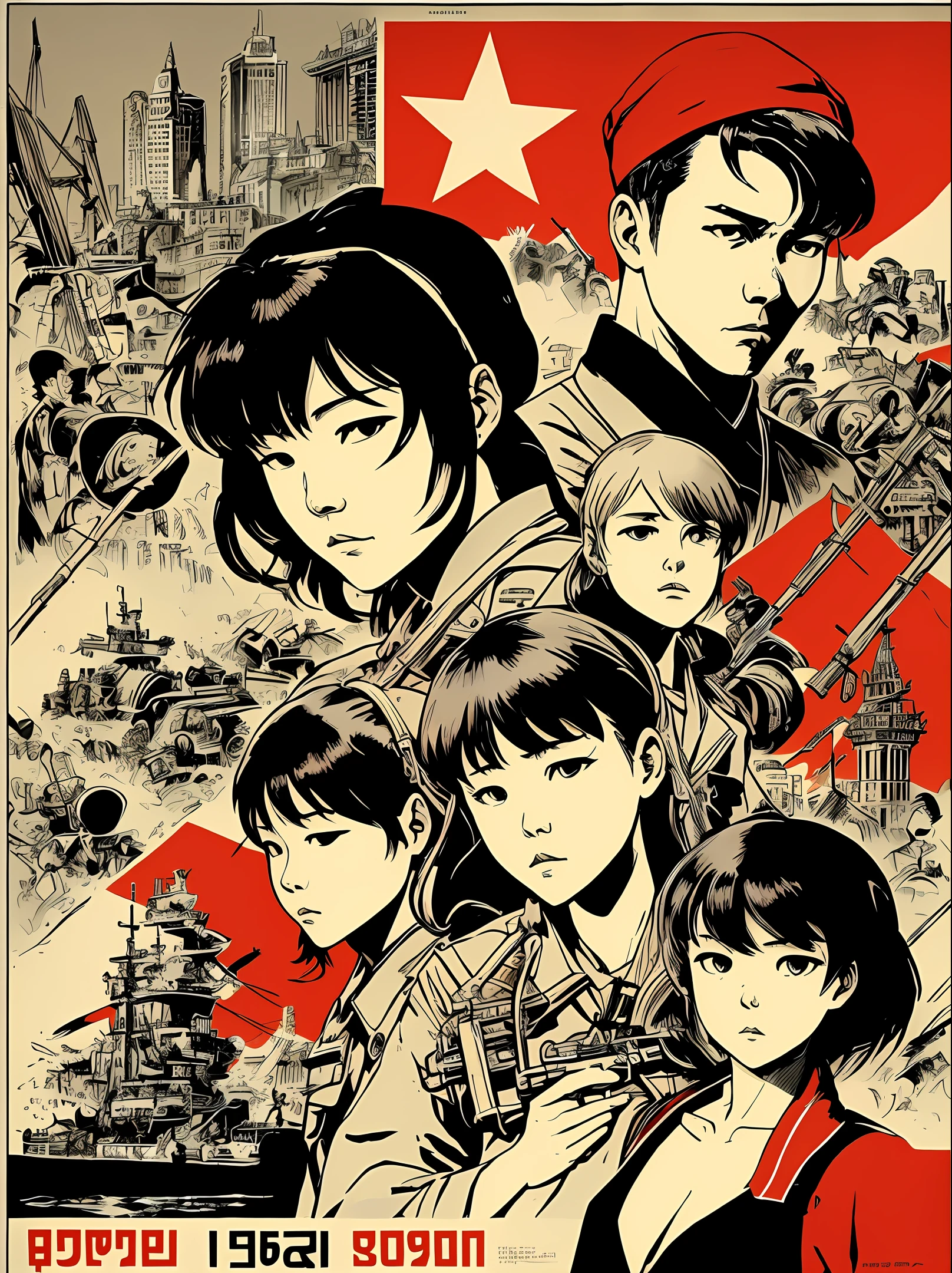 komi san, Soviet poster, war