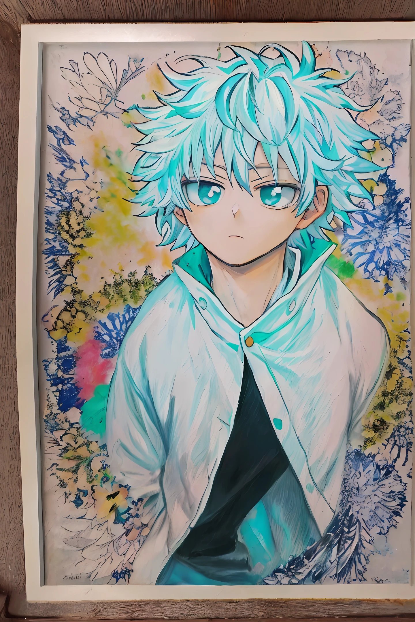 Killua Zoldyck de hunter x hunter
Realista, (Obra-Prima, Qualidade Superior, Melhor Qualidade, Arte Oficial, Beauty and Aesthetics: 1.2), Muito Detalhado, Arte Fractal, Colorido, Mais Detalhado