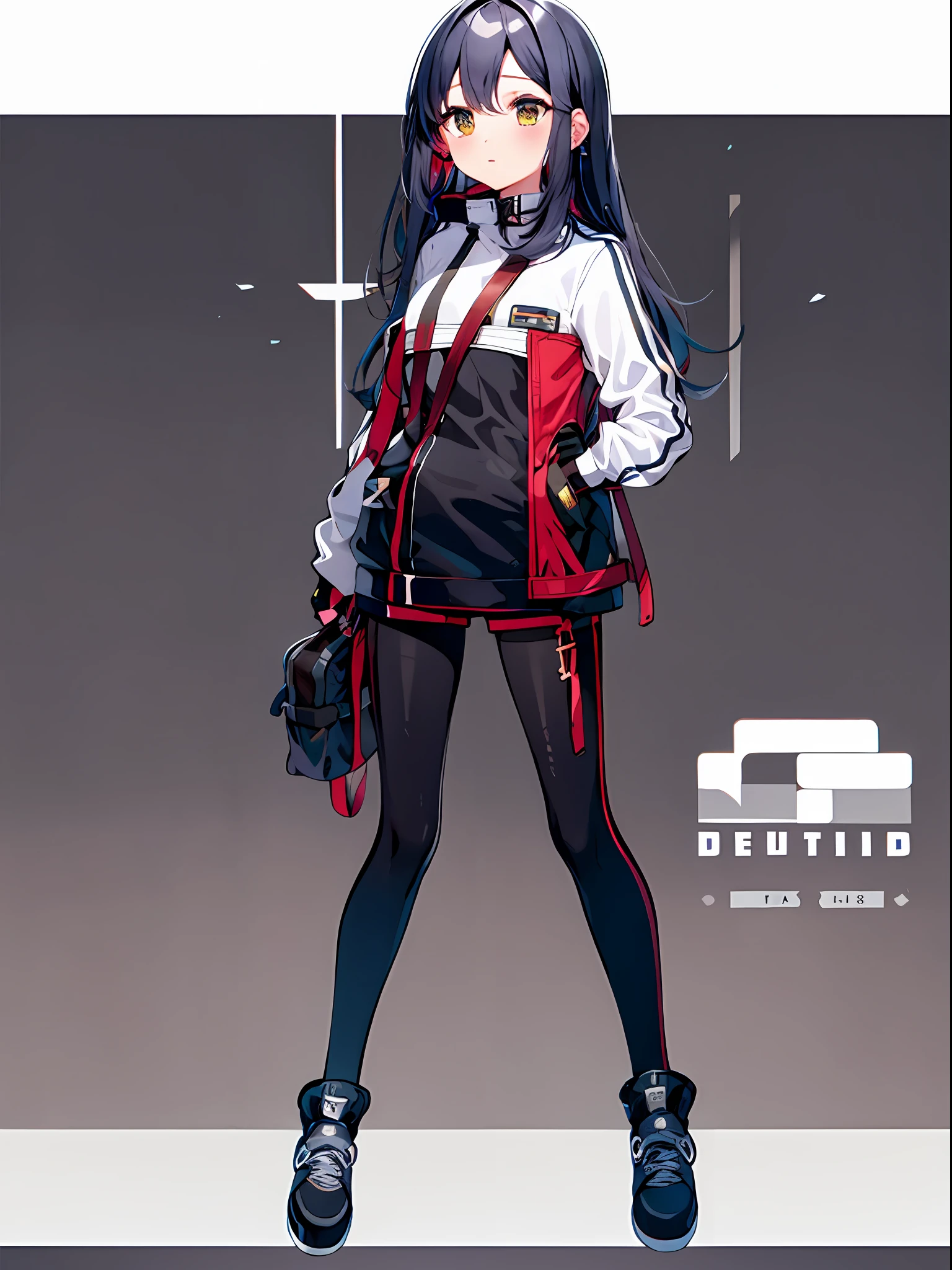1girll, Solo, (full body:1.5), (tchibi:1.3), (default outfit), Depth of field, Simple background