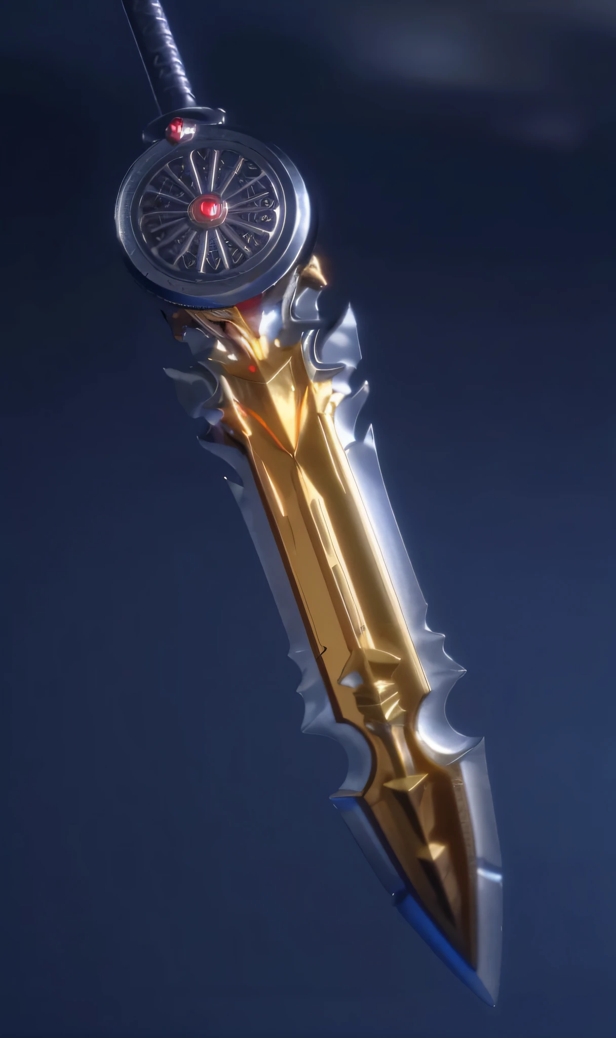 Red lightsaber watch close-up, legendary sword of technology, Golden sword, gold sword, armored sword blade, war blade weapon, shinning sword, beautiful sword, Shining sword, Huge sword, realistic lance, sci-fi sword, style of ghost blade, fantasy weapon, chainsword in the other, silver sword, metallic scepter