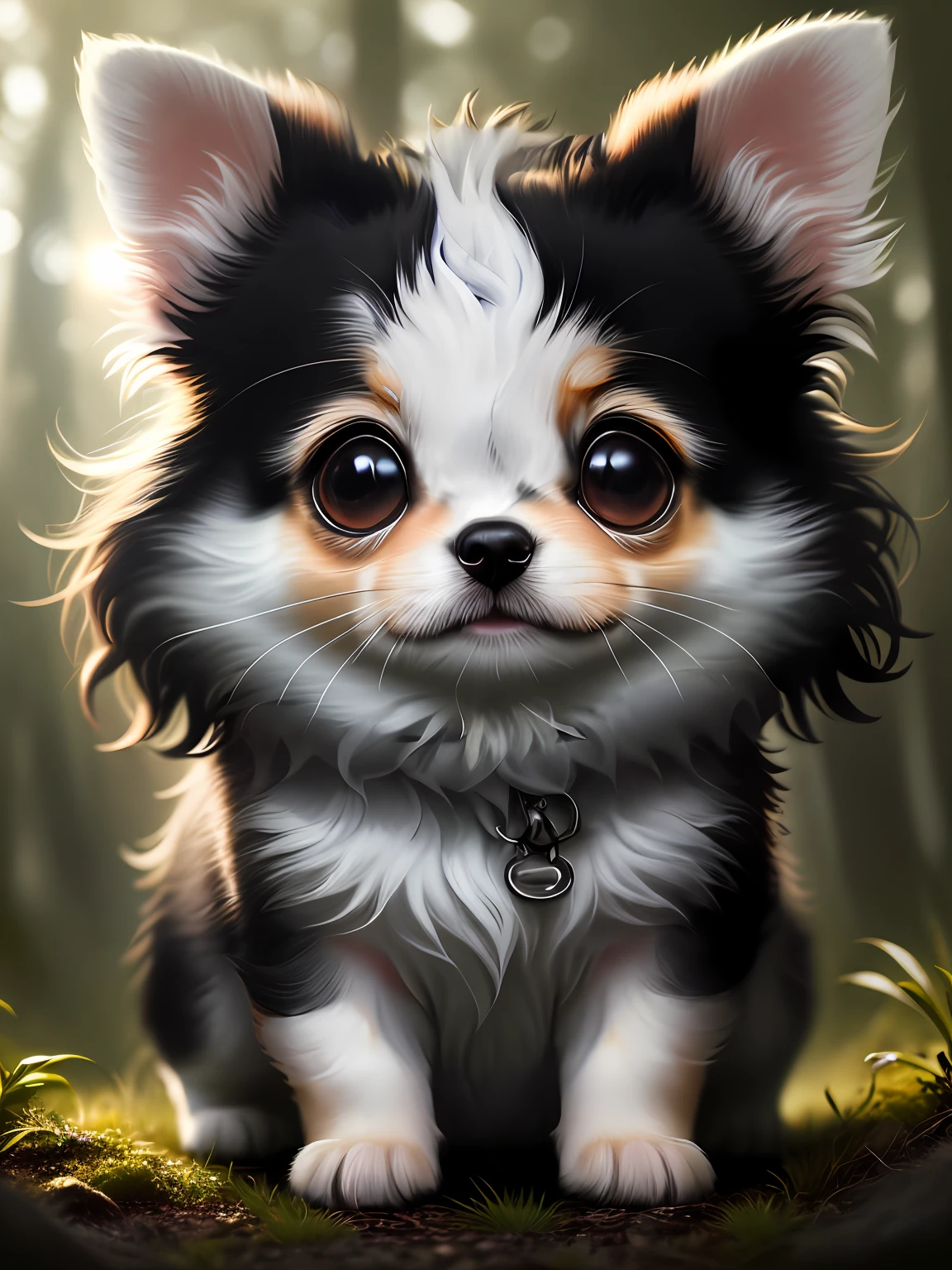 "fluffy all white fur, no black"