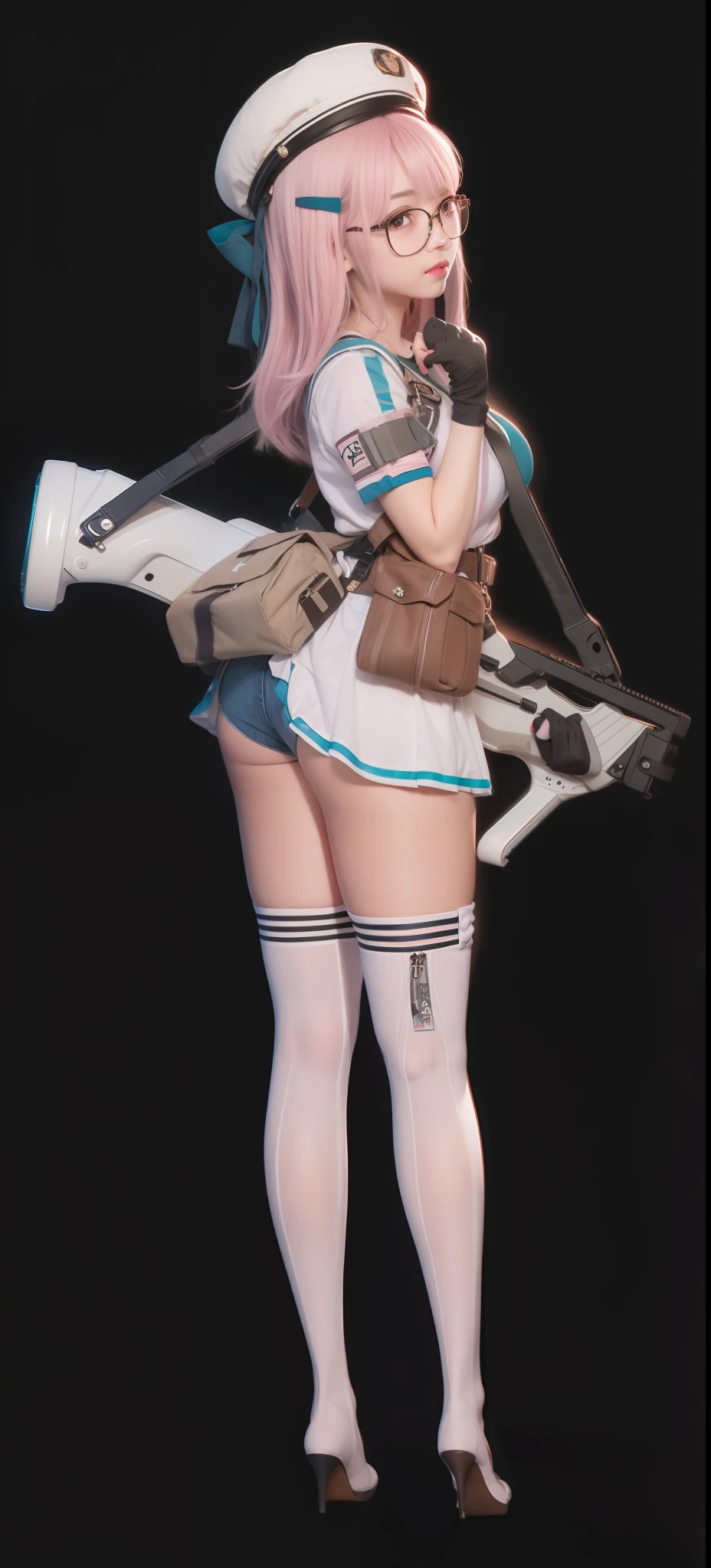A hyper-realistic、ultra-detailliert、top-quality、hight resolution、Girl with light pink hair and glasses