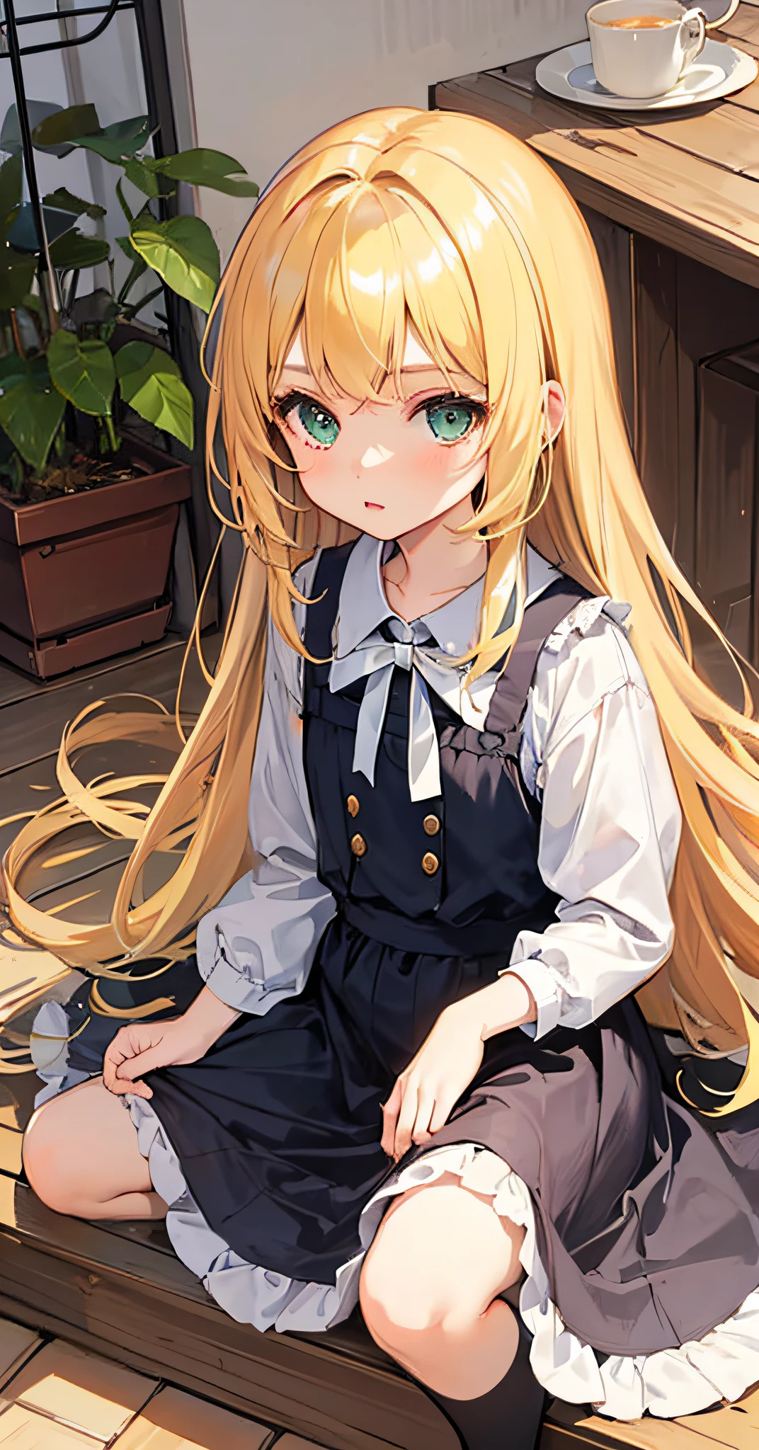 1girl,(li,ch(masterpiece,bestquality),(blondehair,greeneyes),1littleloli,chibi