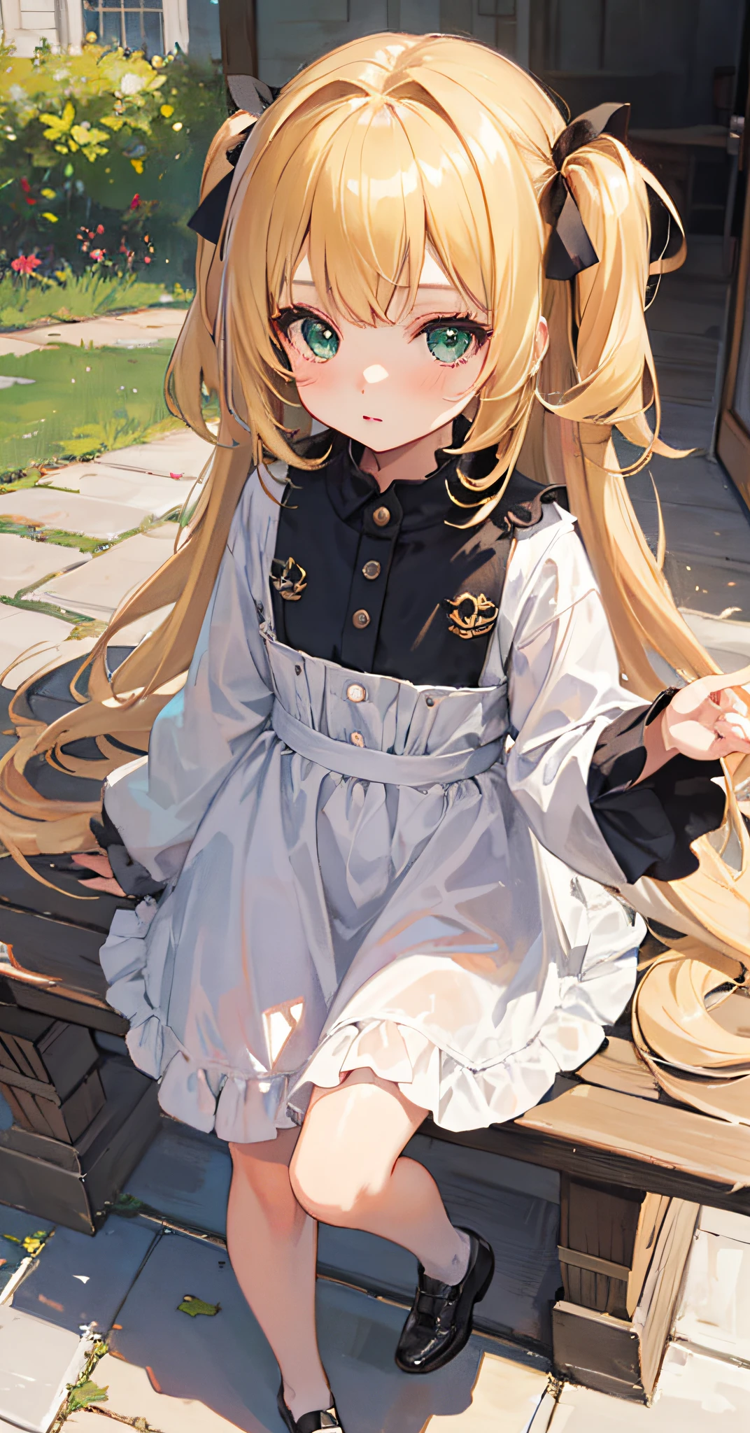 1girl,(li,ch(masterpiece,bestquality),(blondehair,greeneyes),1littleloli,chibi