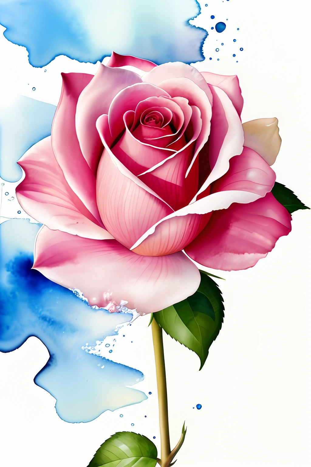 aquarelle，（Rose flower），Splash