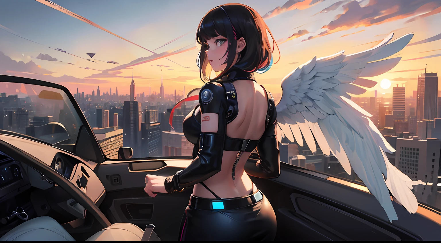 (Kuvshinov:1), (Samdoesart:1.1), (DreamlikeArt:1), (nvinkpunk:1.4), (From_Side:1.0), (Wide angel landscape:1.2), 1967 Ford Mustang in Cyberpunk City, concept-art, Multi-colored ribbon, Old paper texture, Highly detailed, (Large viewport showing detailed planets:1.1), (Very detailed sky:1.2), (highly detailed back ground:1.3), Highly detailed, concept-art, beautiful intricate filegrid facepaint, iintricate --auto