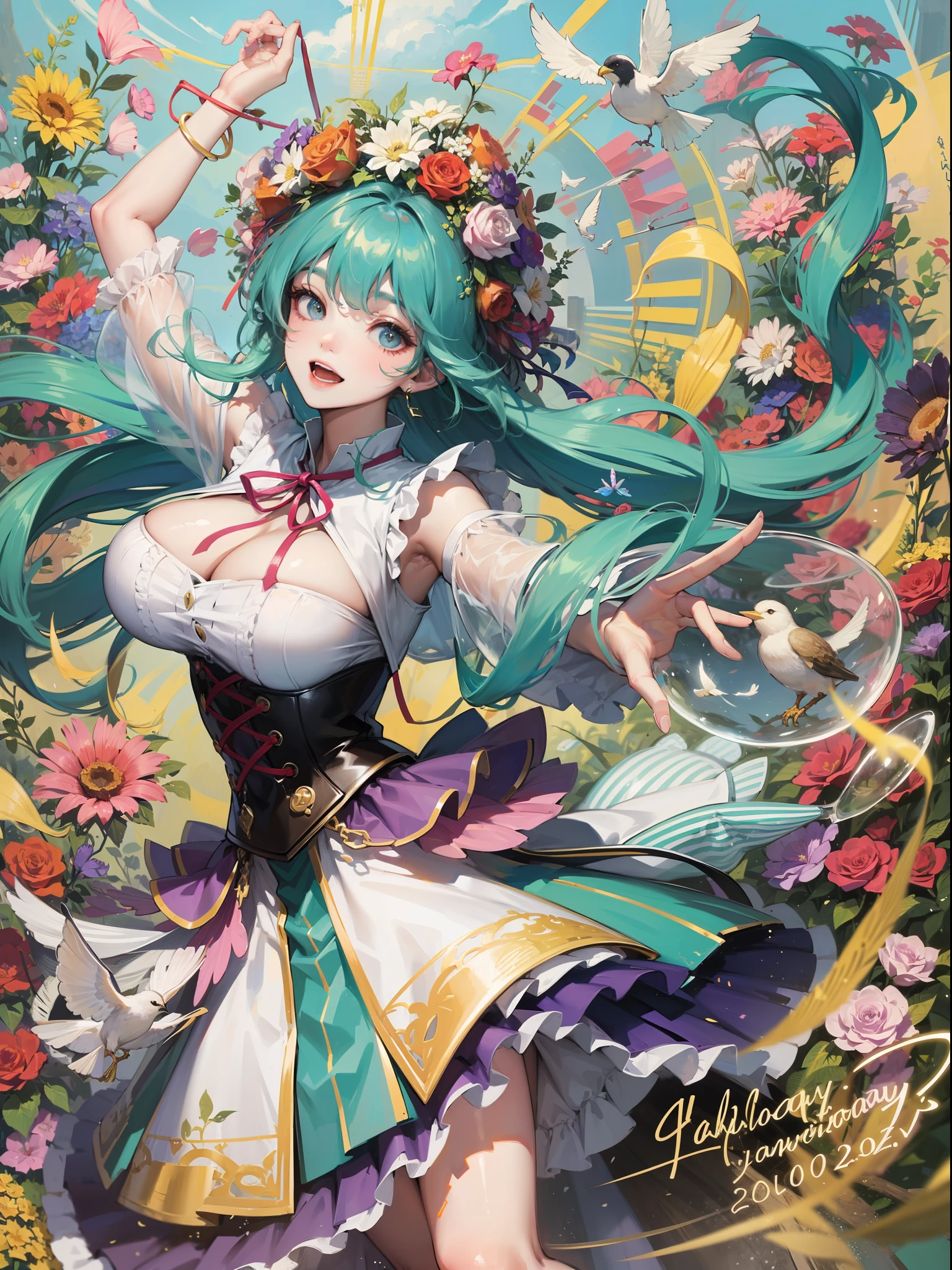 celebration、a cake、🎂🎂🎂🎂🎂🎂🎂🎂🎂、Fish wind Lady、Super super super Colossal Colossal Colossal huge bust、smil、dance、Dancing、Flowers and Birds Fugetsu、