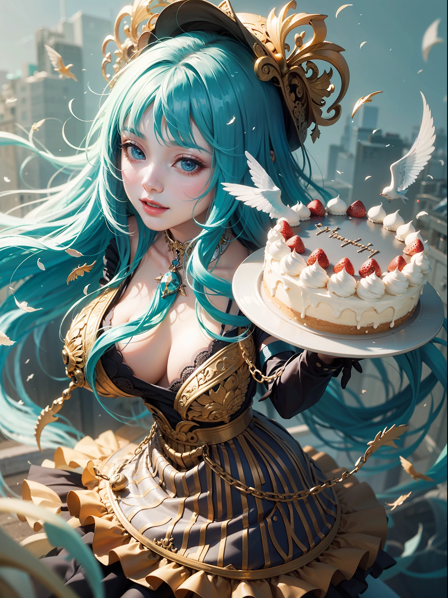 celebration、a cake、🎂🎂🎂🎂🎂🎂🎂🎂🎂、Fish wind　Lady、Super super super　Colossal　Colossal　Colossal　huge bust、smil、dance、Dancing、Flowers and Birds Fugetsu、