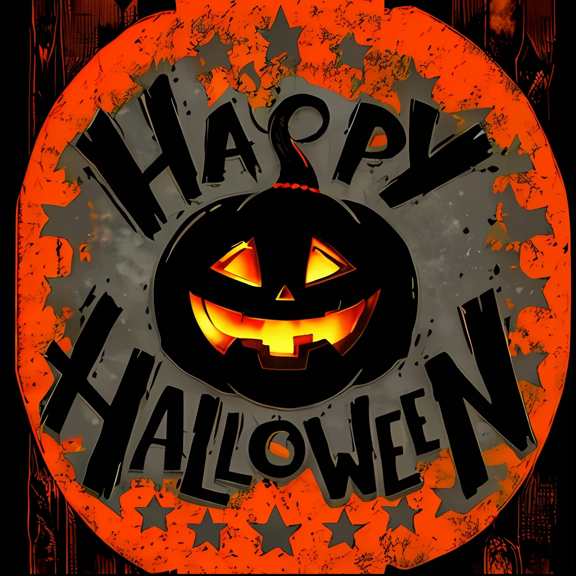 Black and white image of Happy Halloween pumpkin, Halloween, cheerfulness, 💣 💥, Happy mood, halloween celebration, halloween theme, creepy themed, in a halloween style, uploads, halloween art style, 💣 💥💣 💥, header text”, Halloween movies, Profile image, 1024x1024, Wonderful, white backgrounid