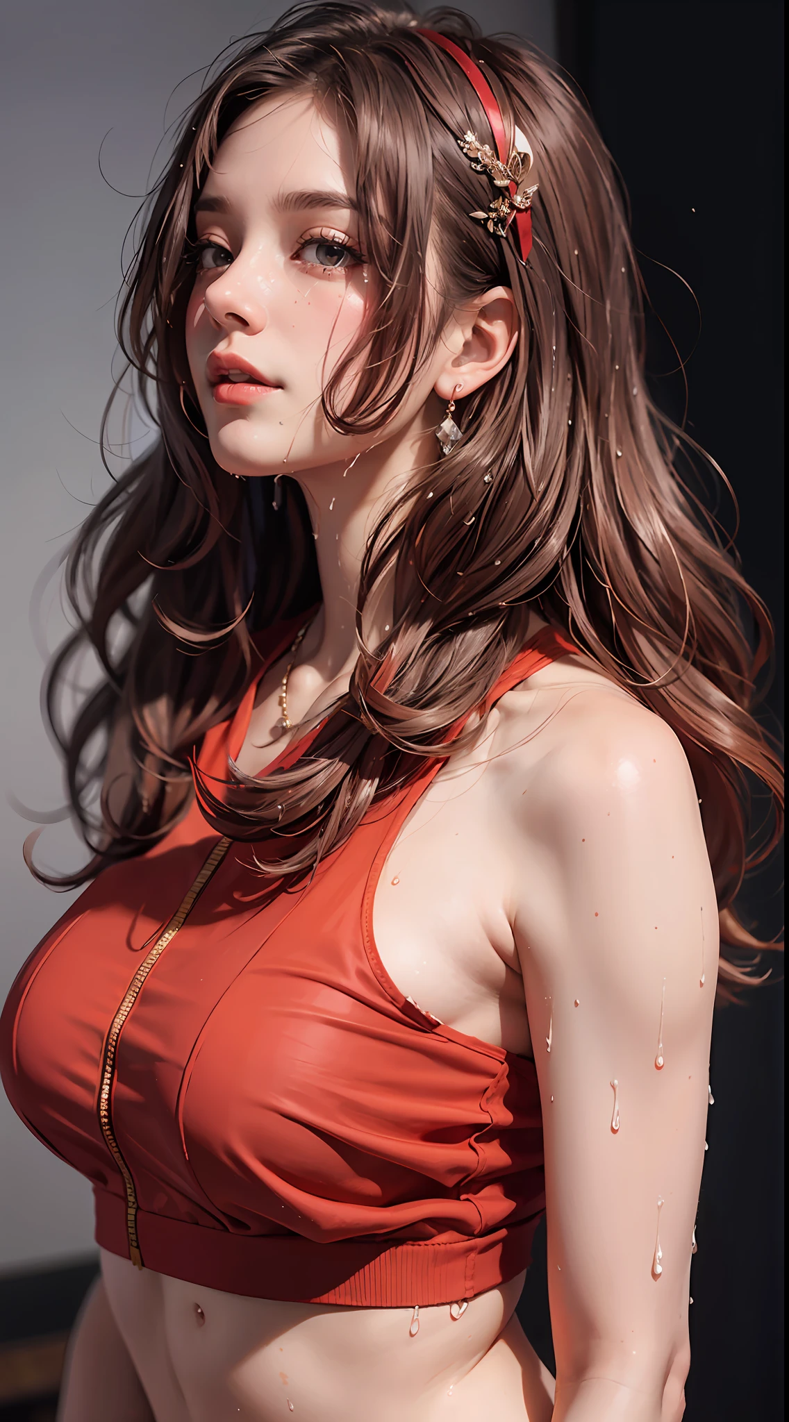 1 girl posing for photo, full body, legs spread, with cropped t-shirt, slim figure, smaller bust, slim girl model, 24 year old female model, lying on a construction site, best image quality, masterpiece, super high resolution, (fidelity: 1.4), photo, 1 girl, [(sad)], white shirt, dim, dark, despair, pity, pathetic, movie, tears, teardrops, (torn clothes: 1.5), (wet clothes: 1.4), bare shoulders, real rain, wet hair,.. masterpiece, high definition, high quality, detailed face, detailed body rendering, 1girl, solo, sleeveless clothing,luxury room, openwork transparent sleeveless shirt, openwork transparent fishnet garment, dark lips, unzippered, no bra, breasts out, standing, blush, (in bedroom) best quality, masterpiece, high resolution, 1girl, transparent silk red silk dress, pretty face, hair accessories, look at the audience, smile, close mouth, lips, hair accessories, necklace, jewelry, long hair, earrings, pretty face, Body, Tindal Effect, Realism, Shadow Studio, Edge Lighting, Two-Color Lighting, (High Detail Skin: 1.2), 8k UHD, DSLR, Soft Light, High Quality, Volume Lighting, Photo, High Resolution 4K, 8k, Blurred Background, No Bra, Breasts Out, No Bra, Breasts Out, No Bra, Breasts Out, Red Hair, Red