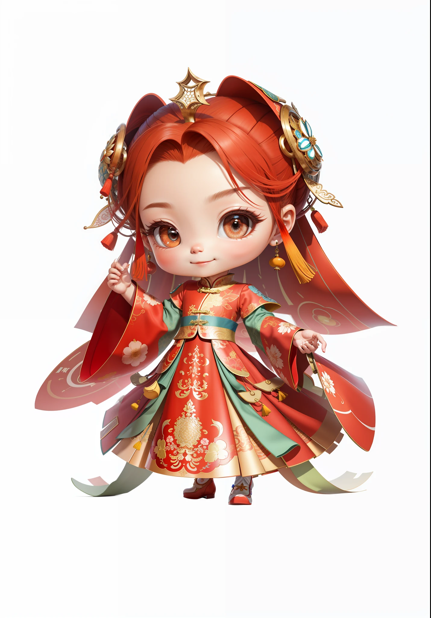 China-style,Chinesedress,Chinese shoes,The mouth smiles,ssmile,8K,best qualtiy,tmasterpiece,ultra - detailed,best qualtiy,超高分辨率,profesional lighting,フォトンマッピング,Radio City,physically-based renderingt,cinmatic lighting,Fine painting,filigree,Refinement,infinite details,Metal details,metalictexture,Three-dimensional metal pattern,Chinese three-dimensional metal texture