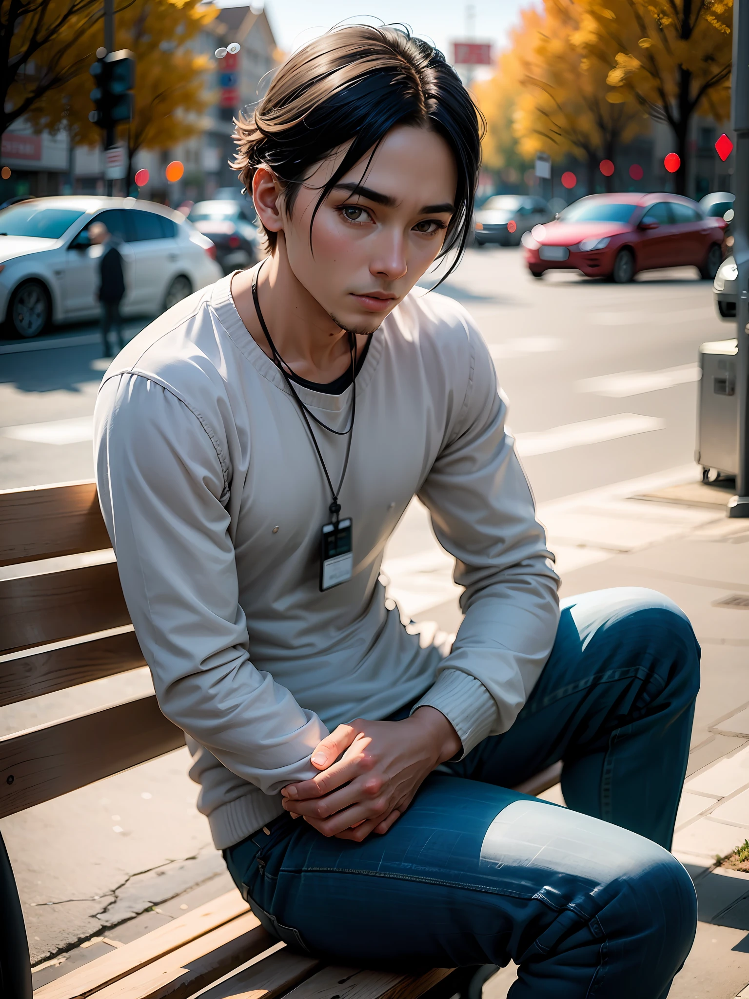 there is a man sitting on a bench with his hands out, shot on canon eos r 5, shot on canon eos r5, shot on nikon z9, portrait shot 8 k, photo taken with canon 5d, shot with premium dslr camera, hand photography, shot with a professional camera, cinematic shoot, taken with sony alpha 9, portrait mode photo