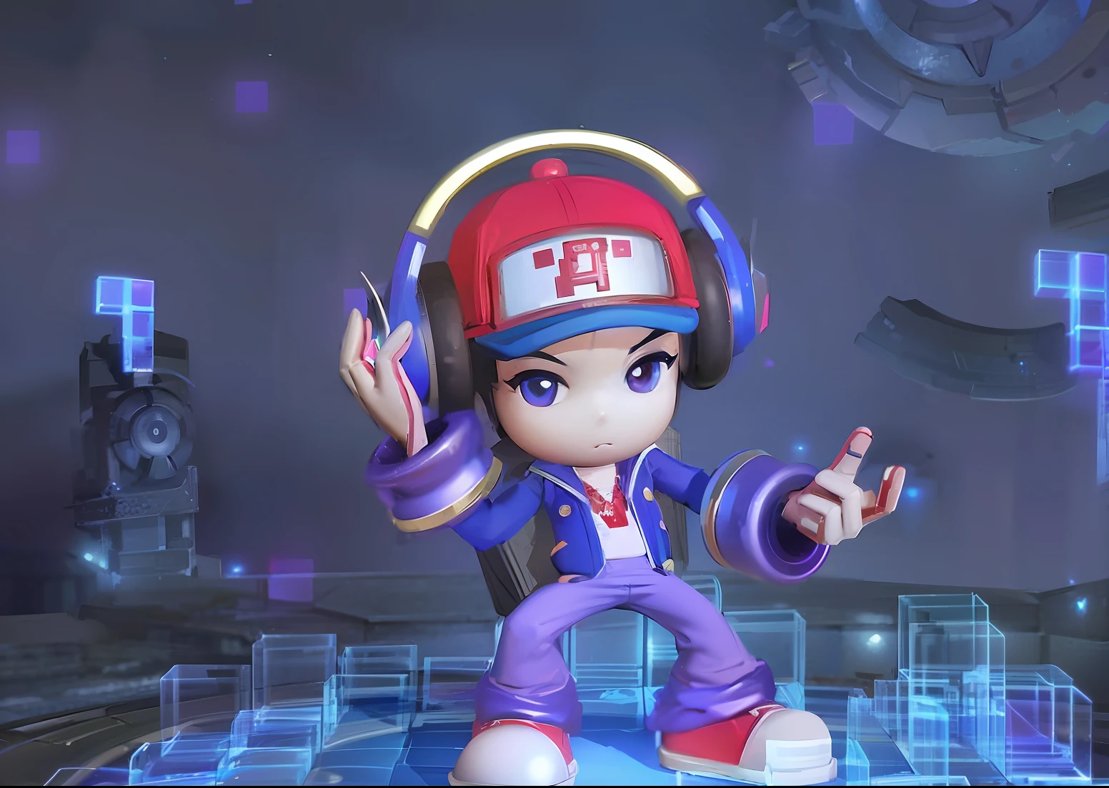 Close-up of a man in a hat and purple pants, kda, toonix character, Official artwork, videogame character, splash art brawlstars, MegaMan, As a character in Tekken, fighting game character, profile picture 1024px, MegaMan, character art of maple story, ninjartist, Cool pose, maple story gun girl