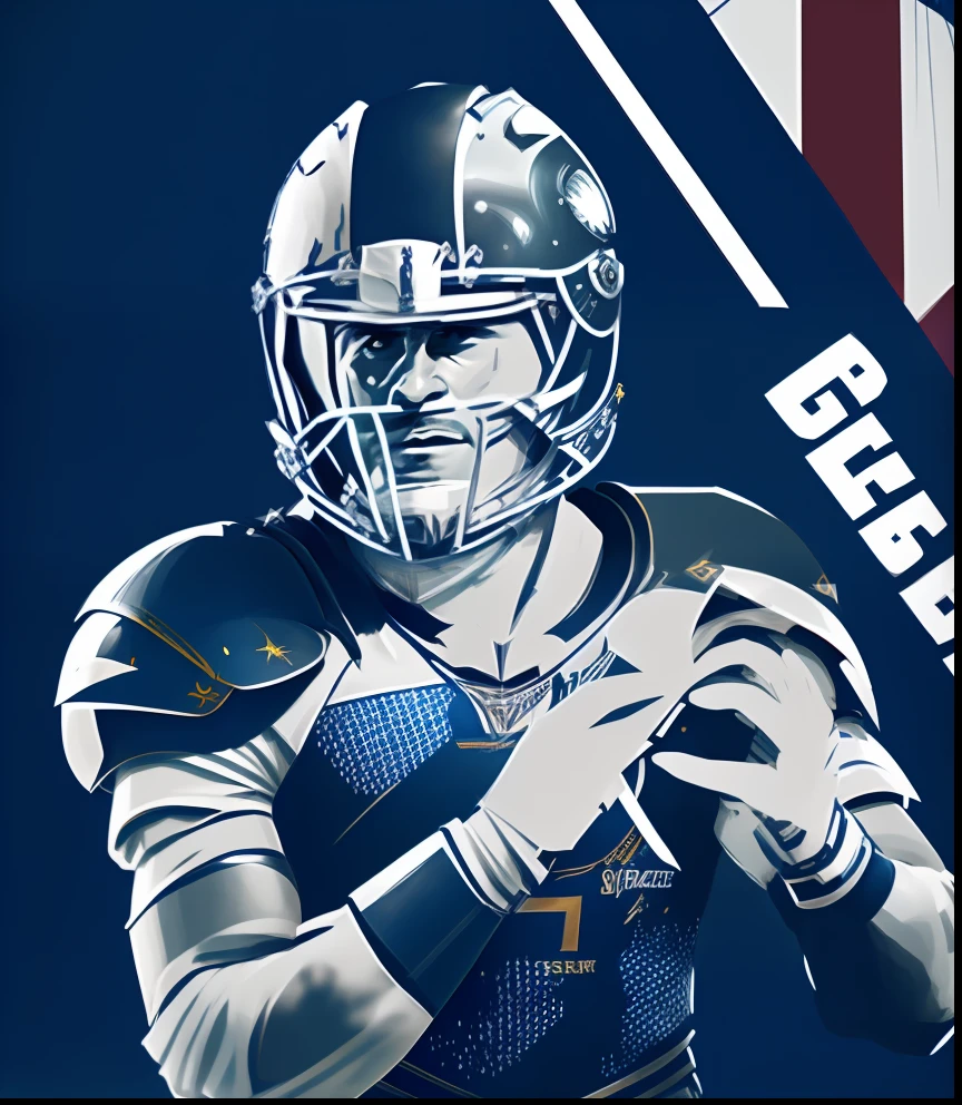 Football player holding the image of Alafeld of rugby, Rugby armor, The helmet is closed, Helmet off, Rugby player, game ready, rugby, website banner, Inspired by William S., Banner, print!, promo image, sport outfit, Full of details, gearing up for battle, uniform background, Fan art, Wallpaper phone, cover shot, Full of detail --auto