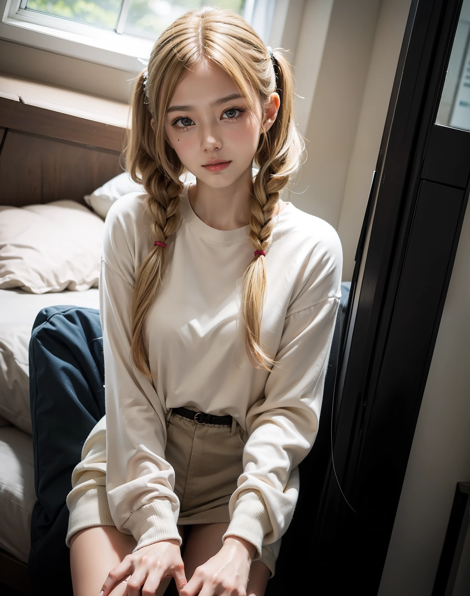 二重まぶた、beautidful eyes、The shadow is clear、Beautuful Women、Well-formed face、beauitful face、a blond、twintails hairstyle