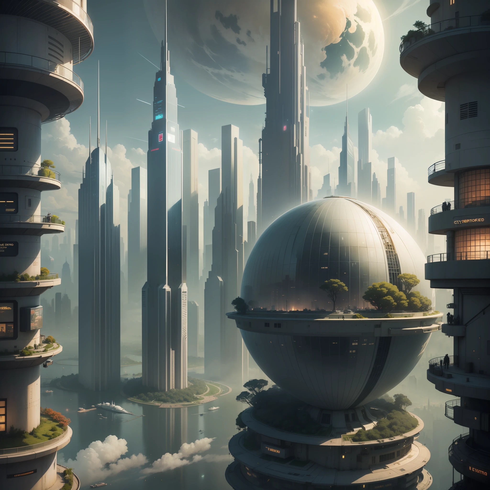 planetes　big city　cyberpunked　Skyscrapers　epcot　Terraforming　SF Utopia　top-quality　​masterpiece　超A high resolution　Megacities