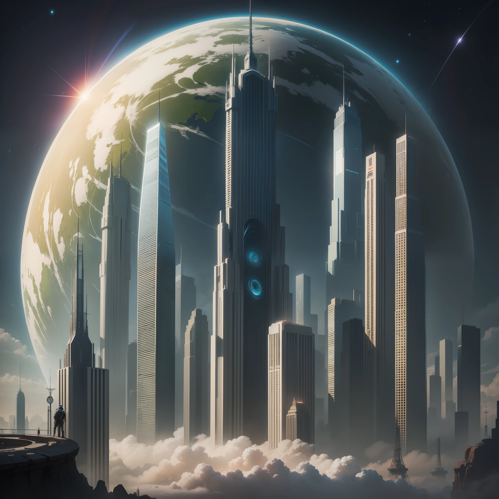 planetes　big city　cyberpunked　Skyscrapers　epcot　Terraforming　SF Utopia　top-quality　​masterpiece　超A high resolution　Megacities
