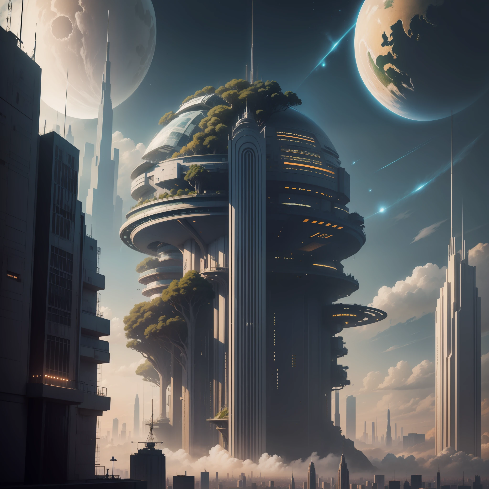 planetes　big city　cyberpunked　Skyscrapers　epcot　Terraforming　SF Utopia　top-quality　​masterpiece　超A high resolution　Megacities