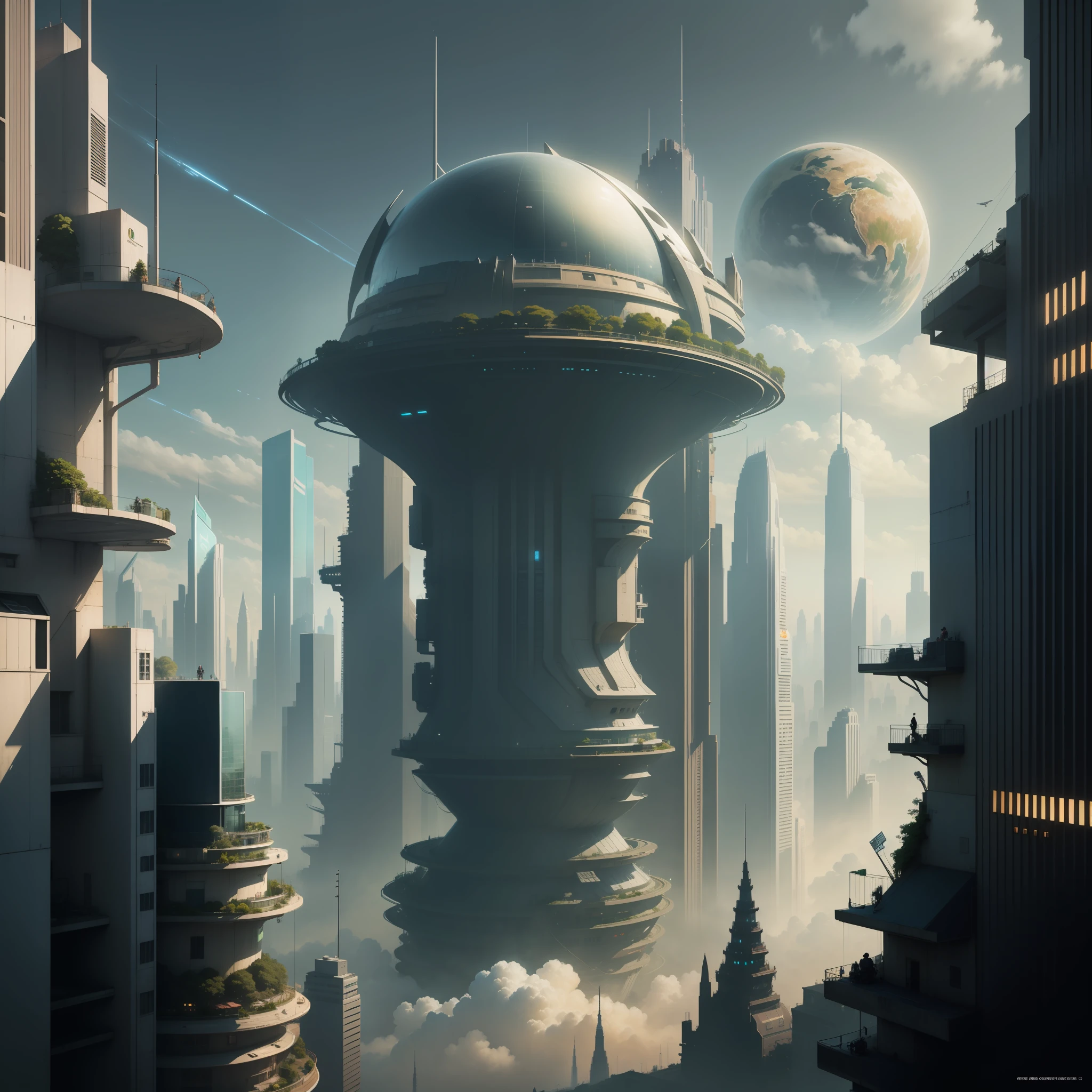 planetes　big city　cyberpunked　Skyscrapers　epcot　Terraforming　SF Utopia　top-quality　​masterpiece　超A high resolution　Megacities