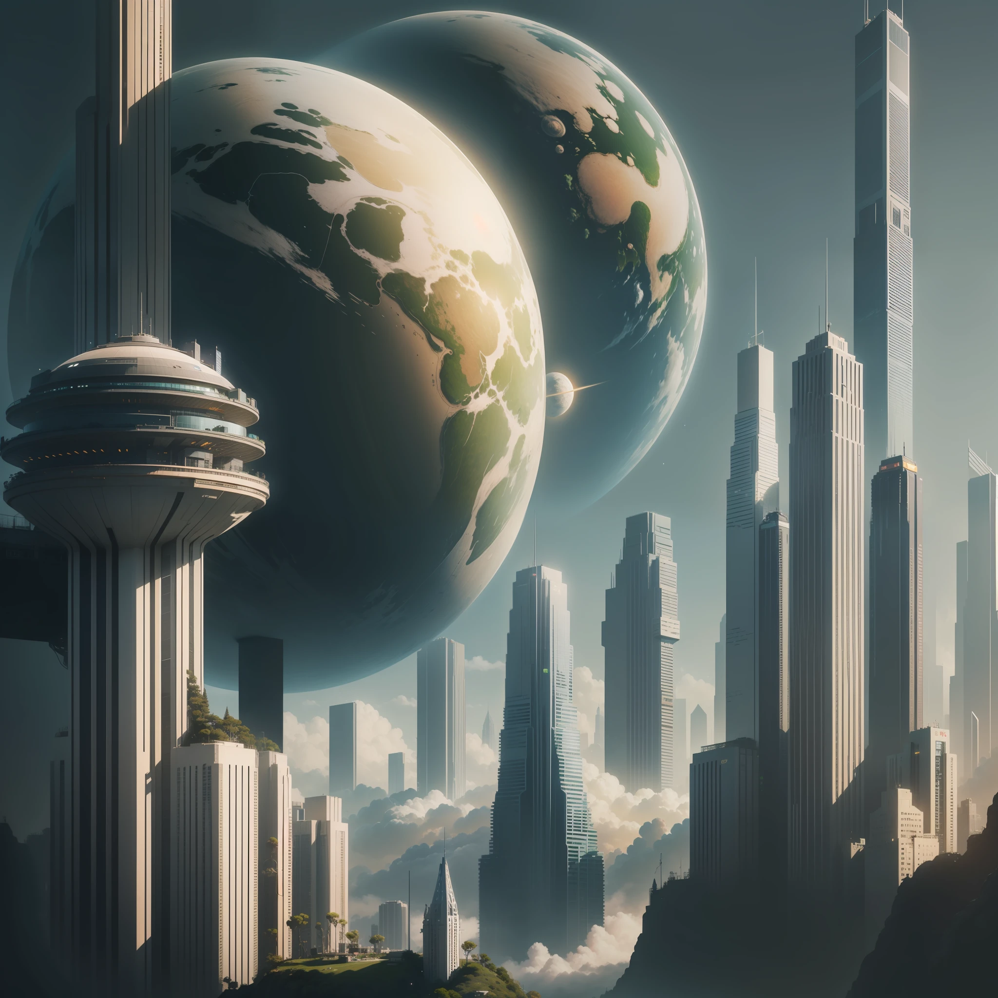 planetes　big city　cyberpunked　Skyscrapers　epcot　Terraforming　SF Utopia　top-quality　​masterpiece　超A high resolution　Megacities
