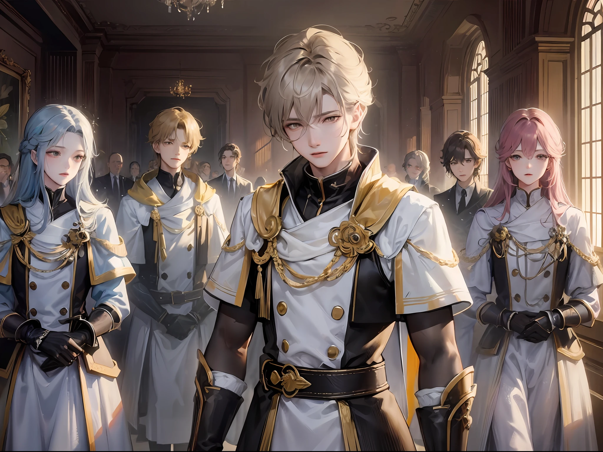 (k hd、Ultra-fine CG picture,Best picture quality、Fidelity)、(Best light and shadow effects,Very delicate and beautiful)、More than a dozen men with different hair colors,