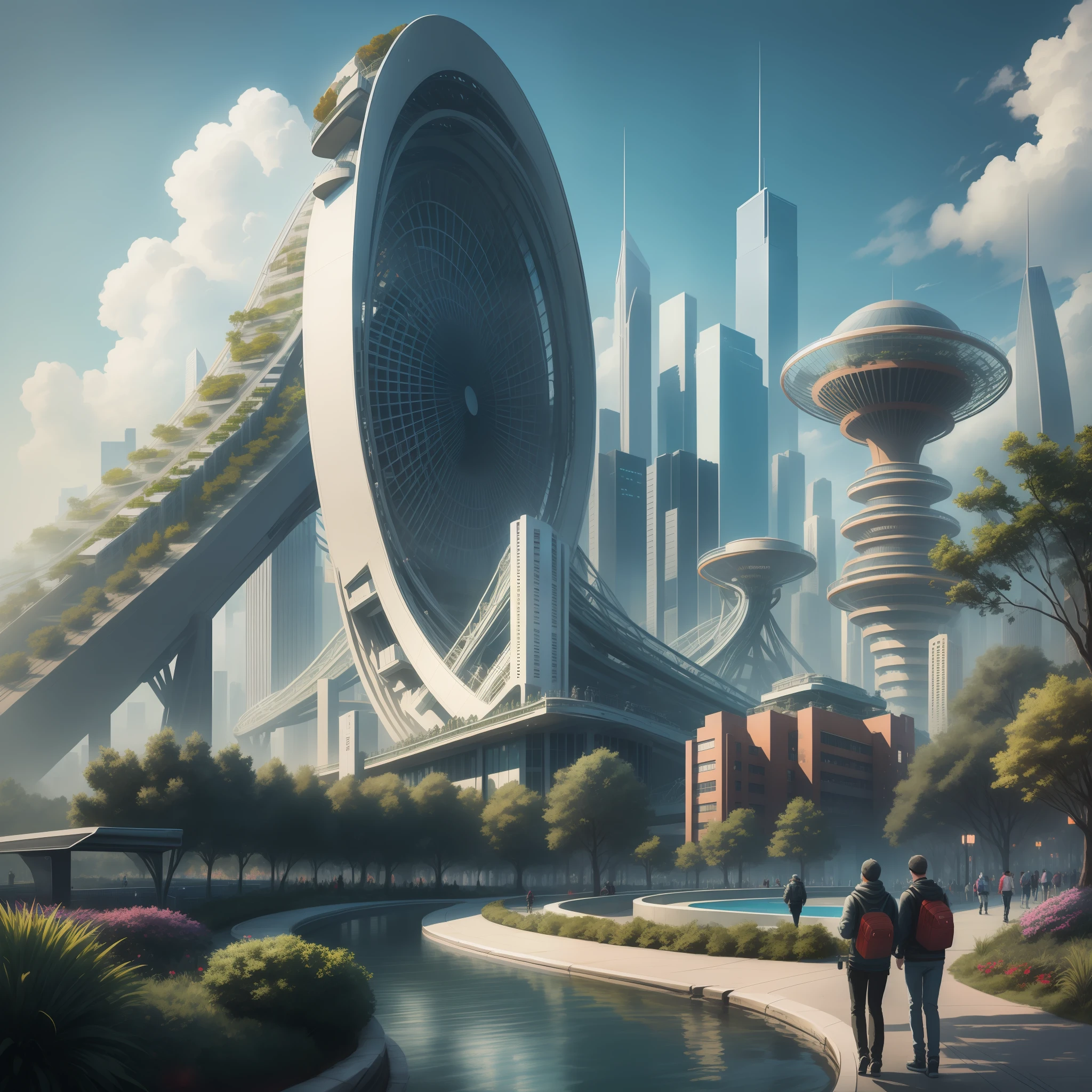 Megacities Skyscrapers rollercoaster cyberpunked epcot top-quality SF masterpiece 超A high resolution dream